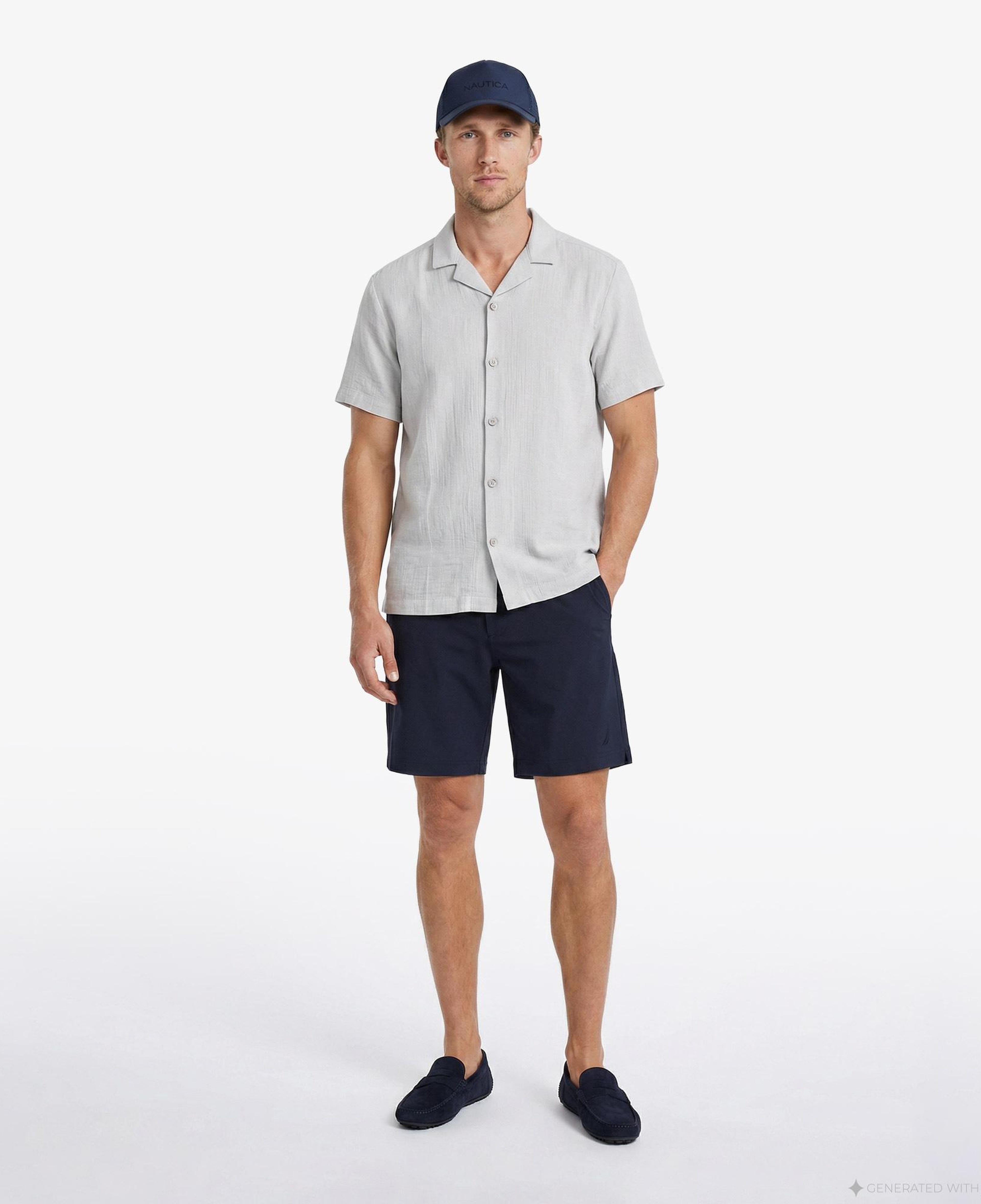 Nautica Erkek Gri Regular Fit Kısa Kollu Gömlek