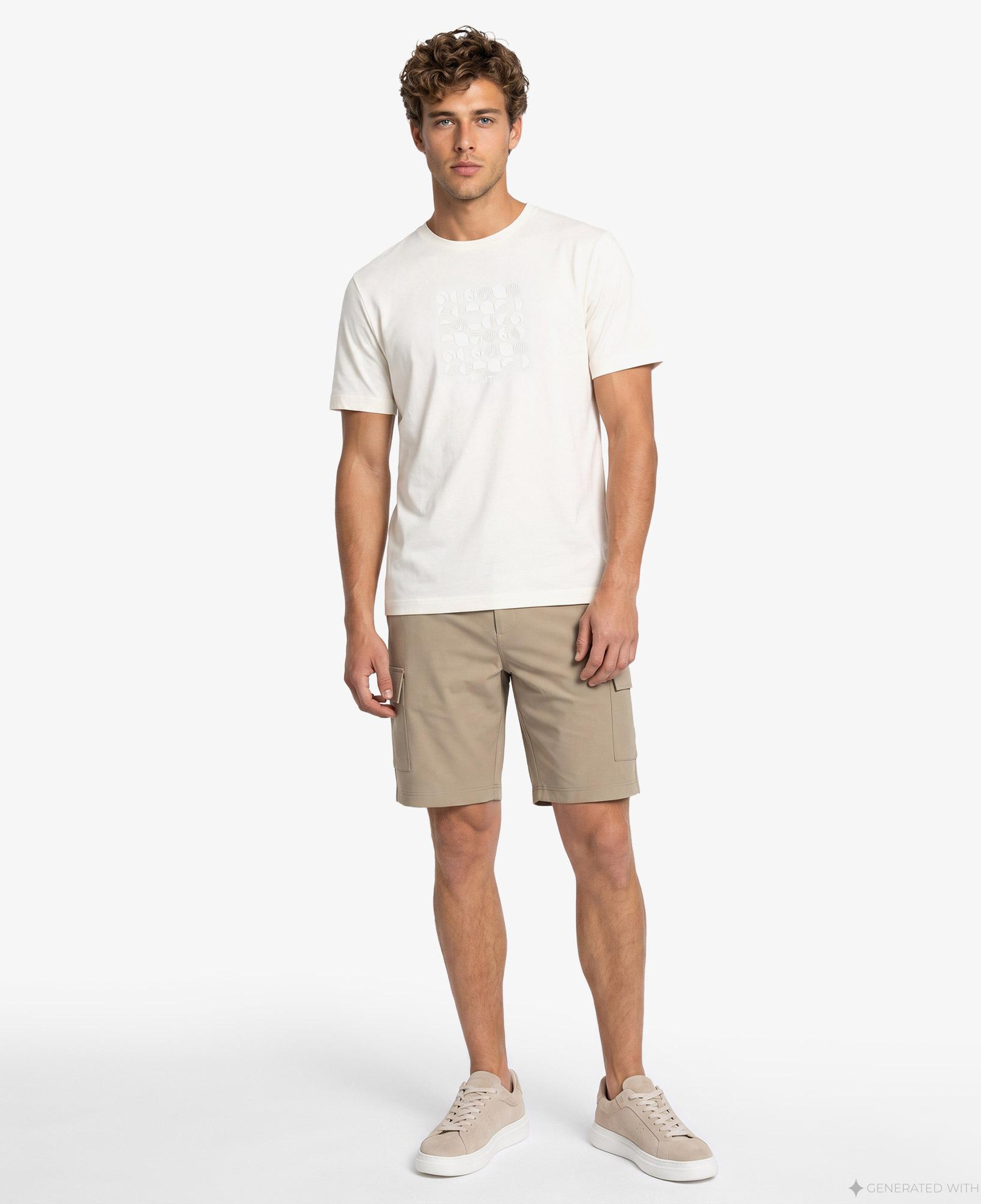 Nautica Erkek Krem Regular Fit Baskılı T-Shirt