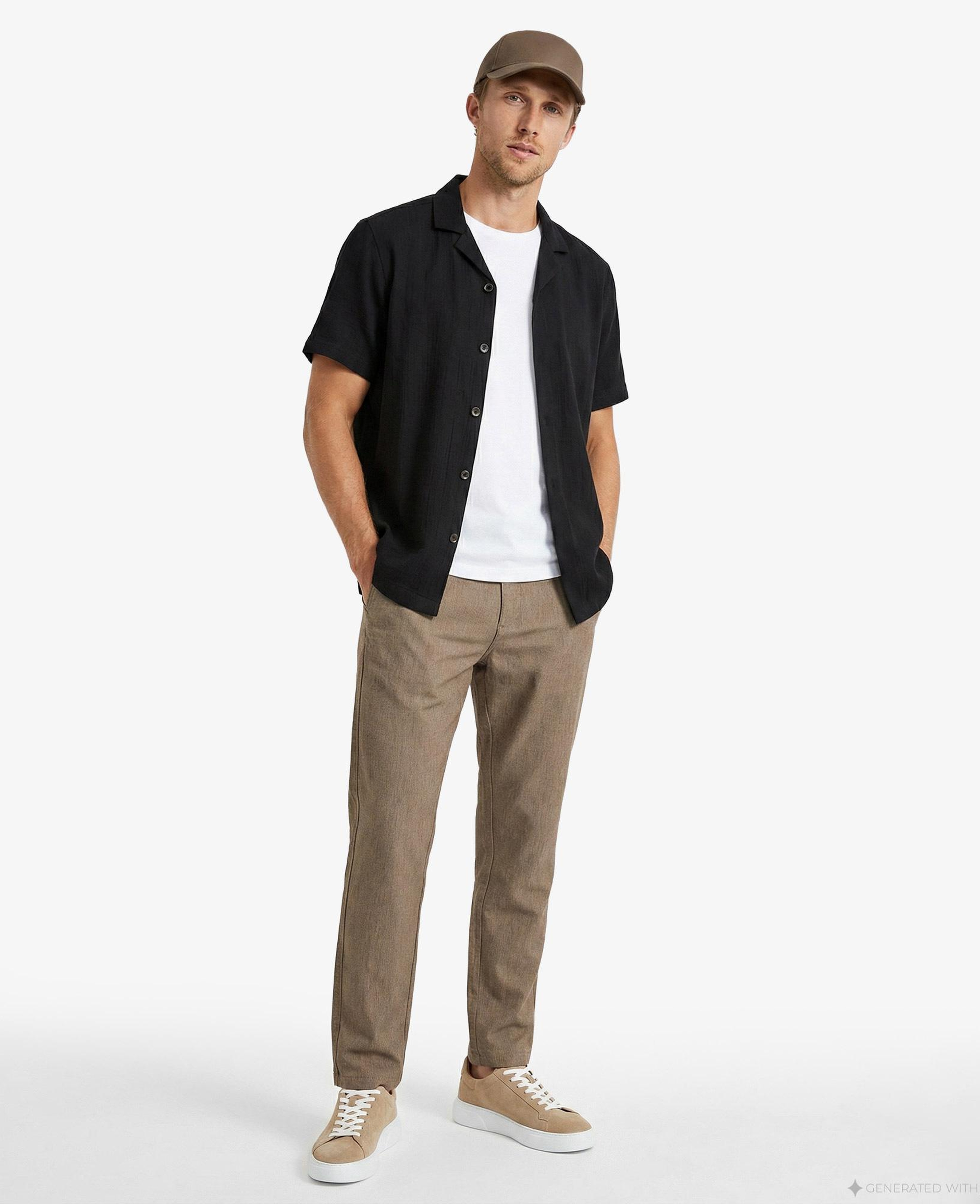 Nautica Erkek Siyah Regular Fit Kısa Kollu Gömlek