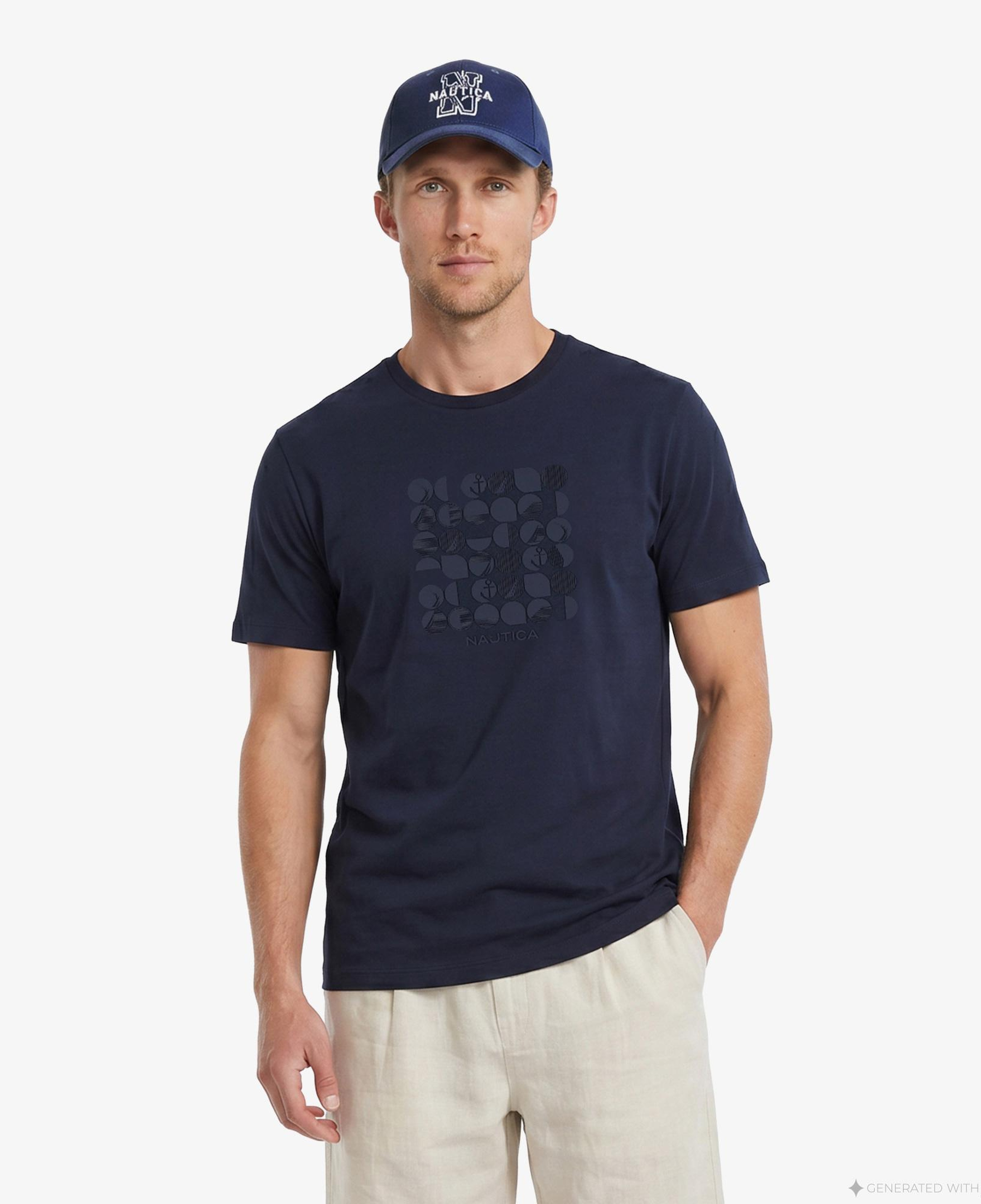 Nautica Erkek Lacivert Regular Fit Baskılı T-Shirt
