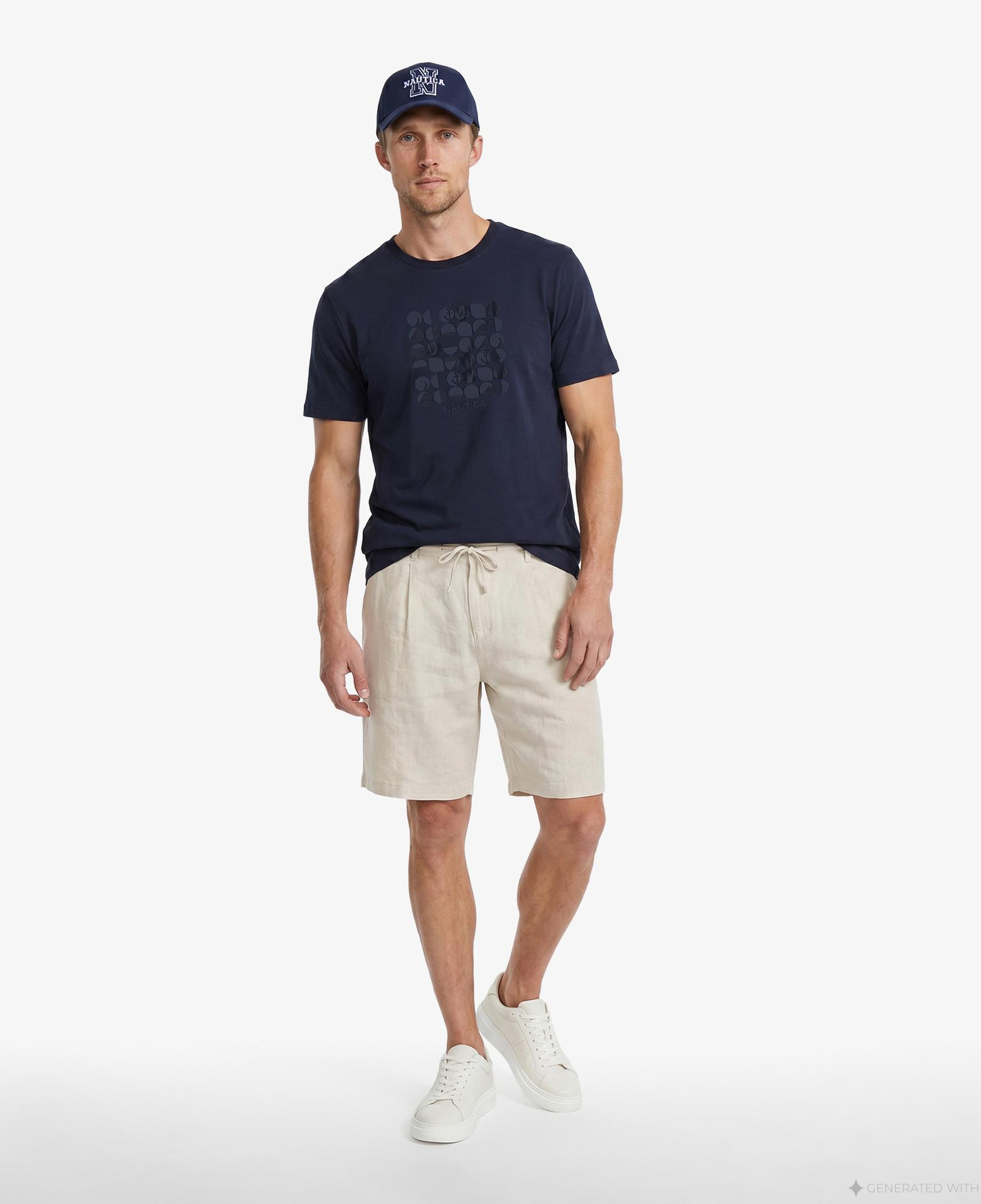 Nautica Erkek Lacivert Regular Fit Baskılı T-Shirt