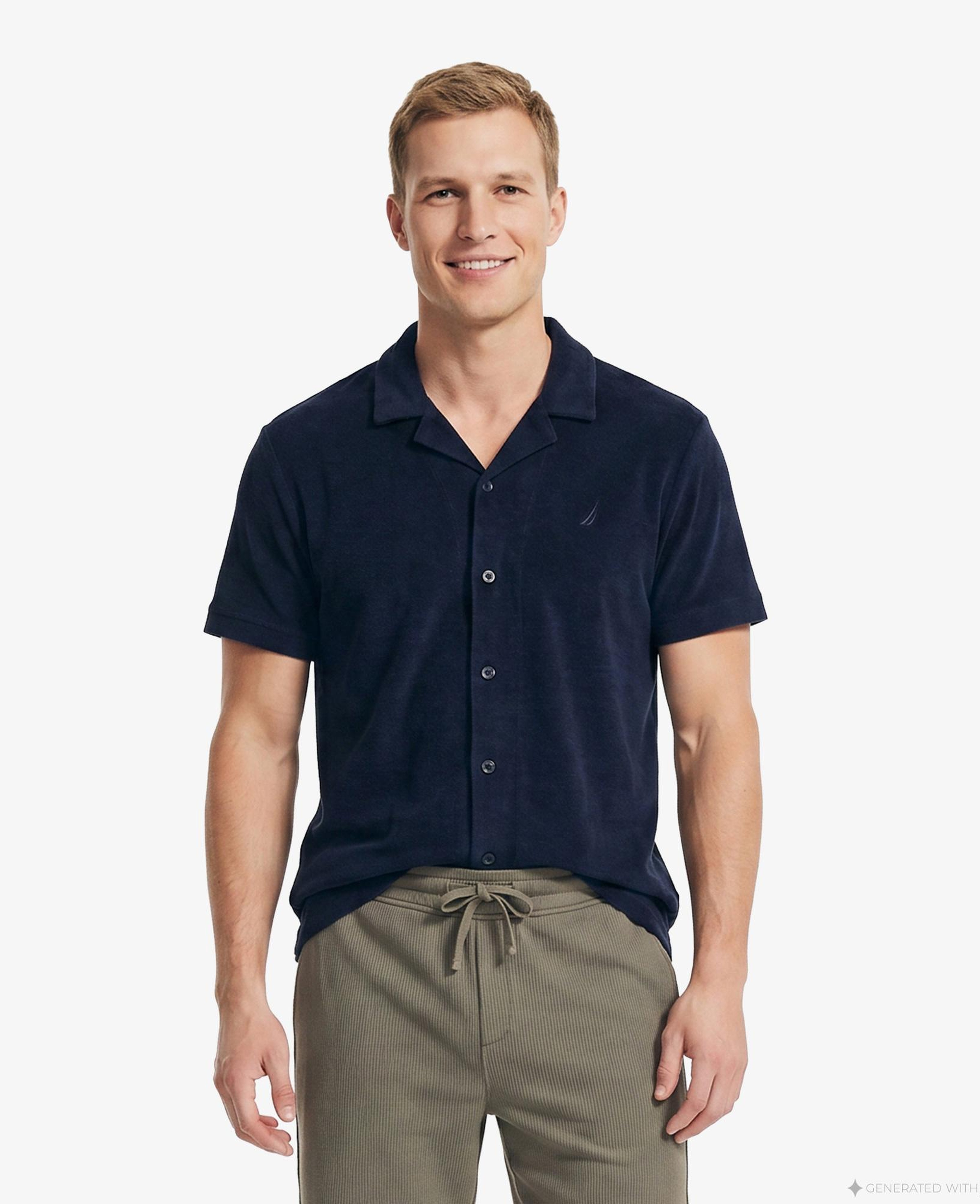Nautica Erkek Lacivert Regular Fit Kısa Kollu Gömlek
