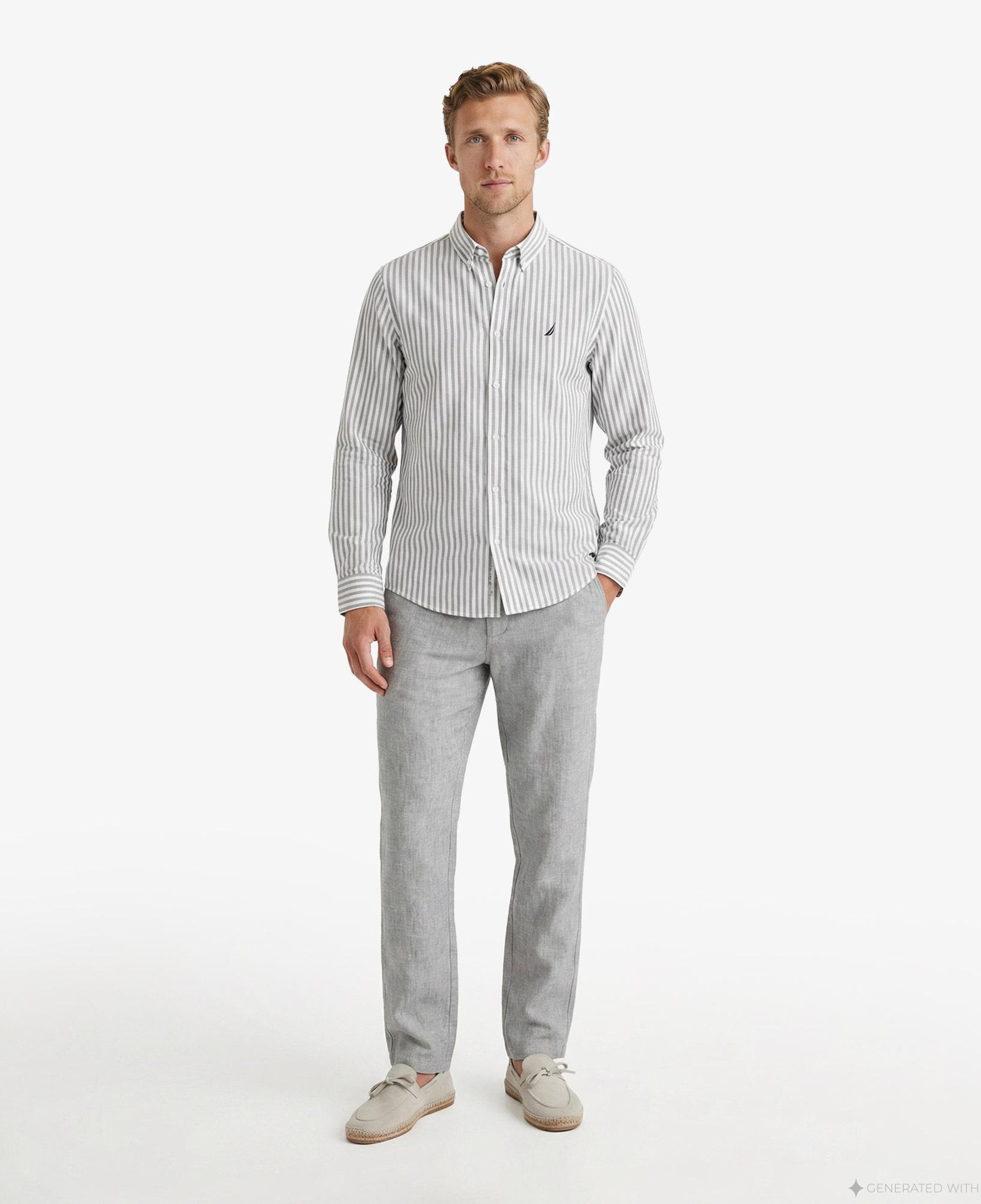 Nautica Erkek Lacivert Regular Fit Çizgili Gömlek