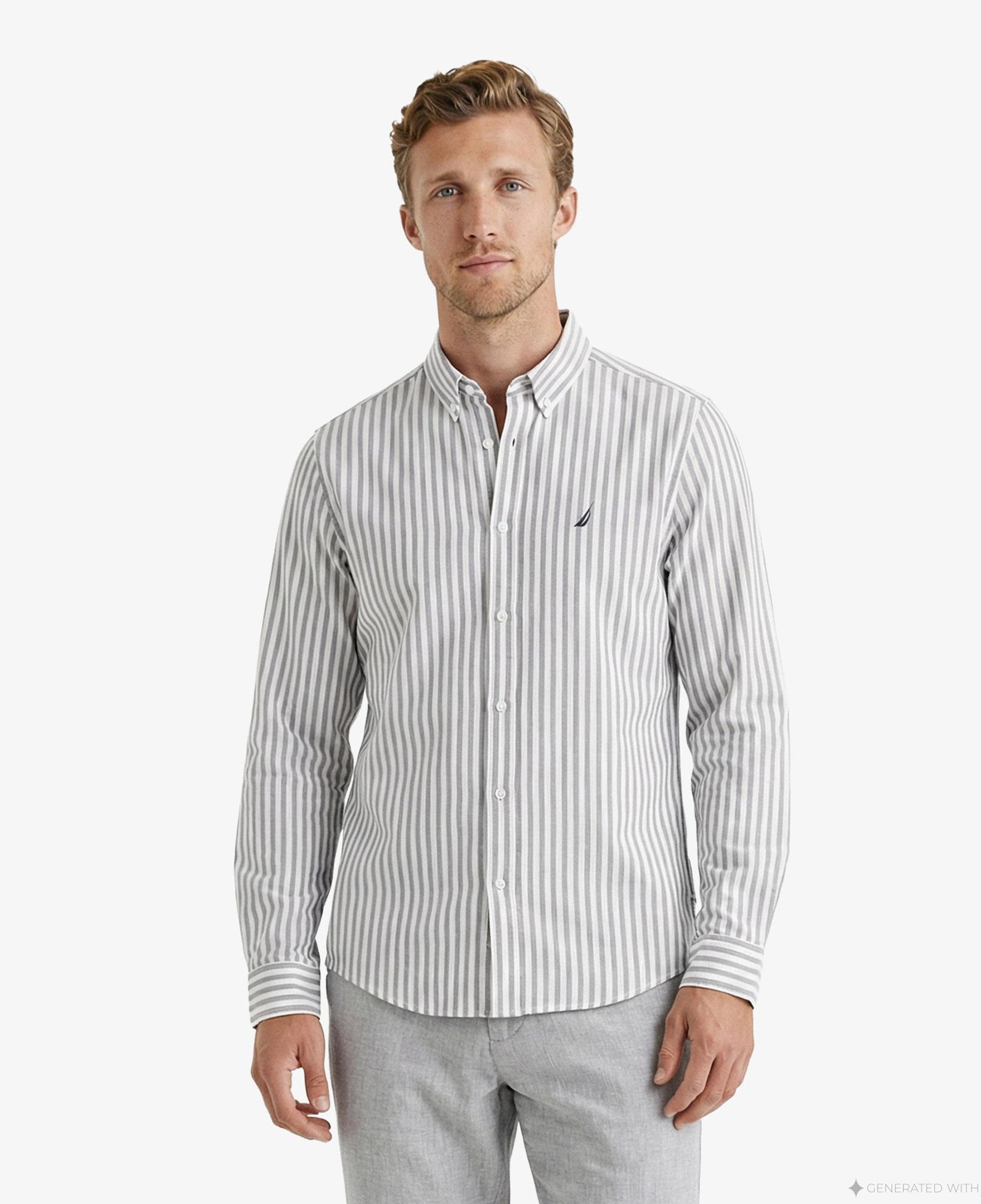 Nautica Erkek Lacivert Regular Fit Çizgili Gömlek