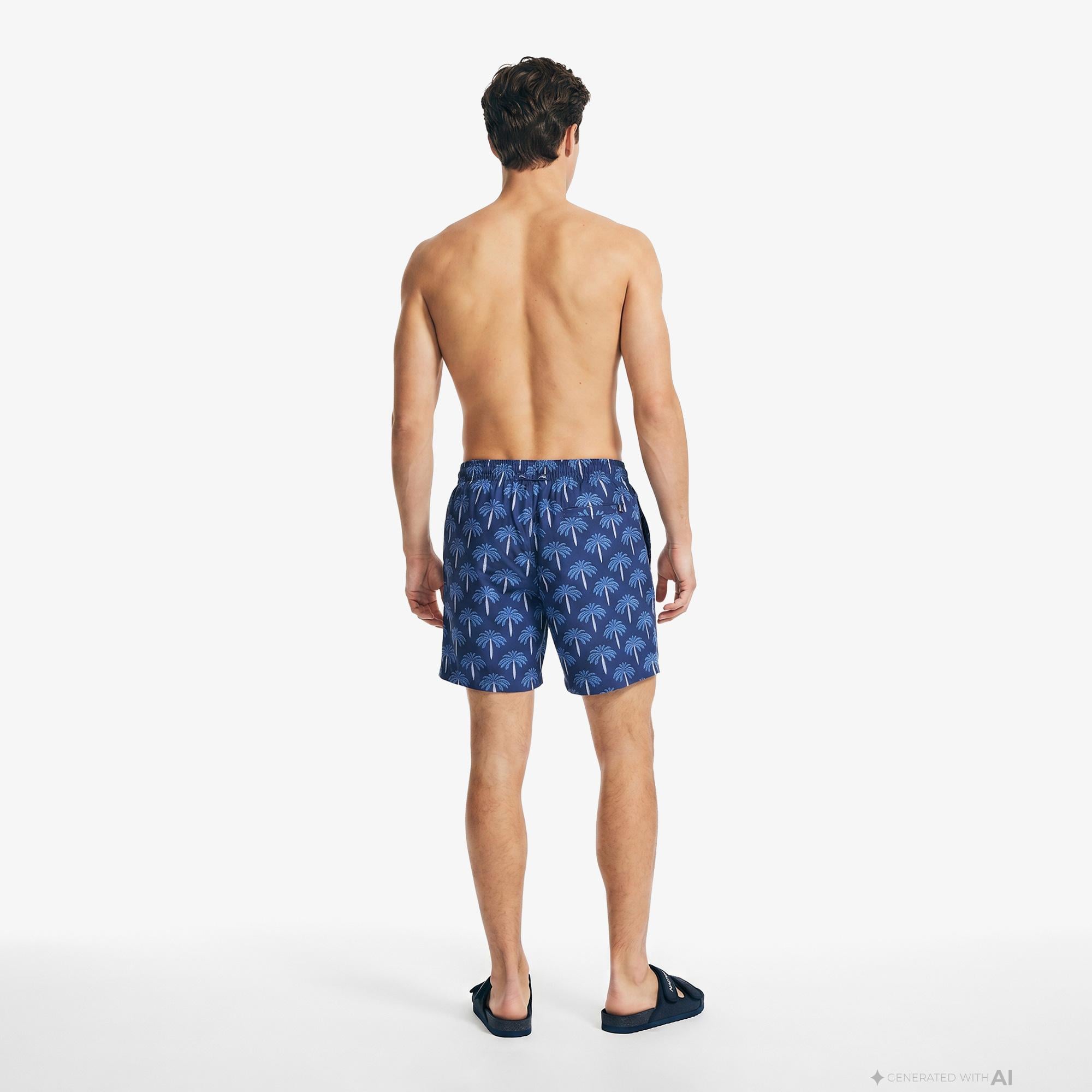 Nautica Erkek Lacivert Regular Fit Desenli Deniz Şortu