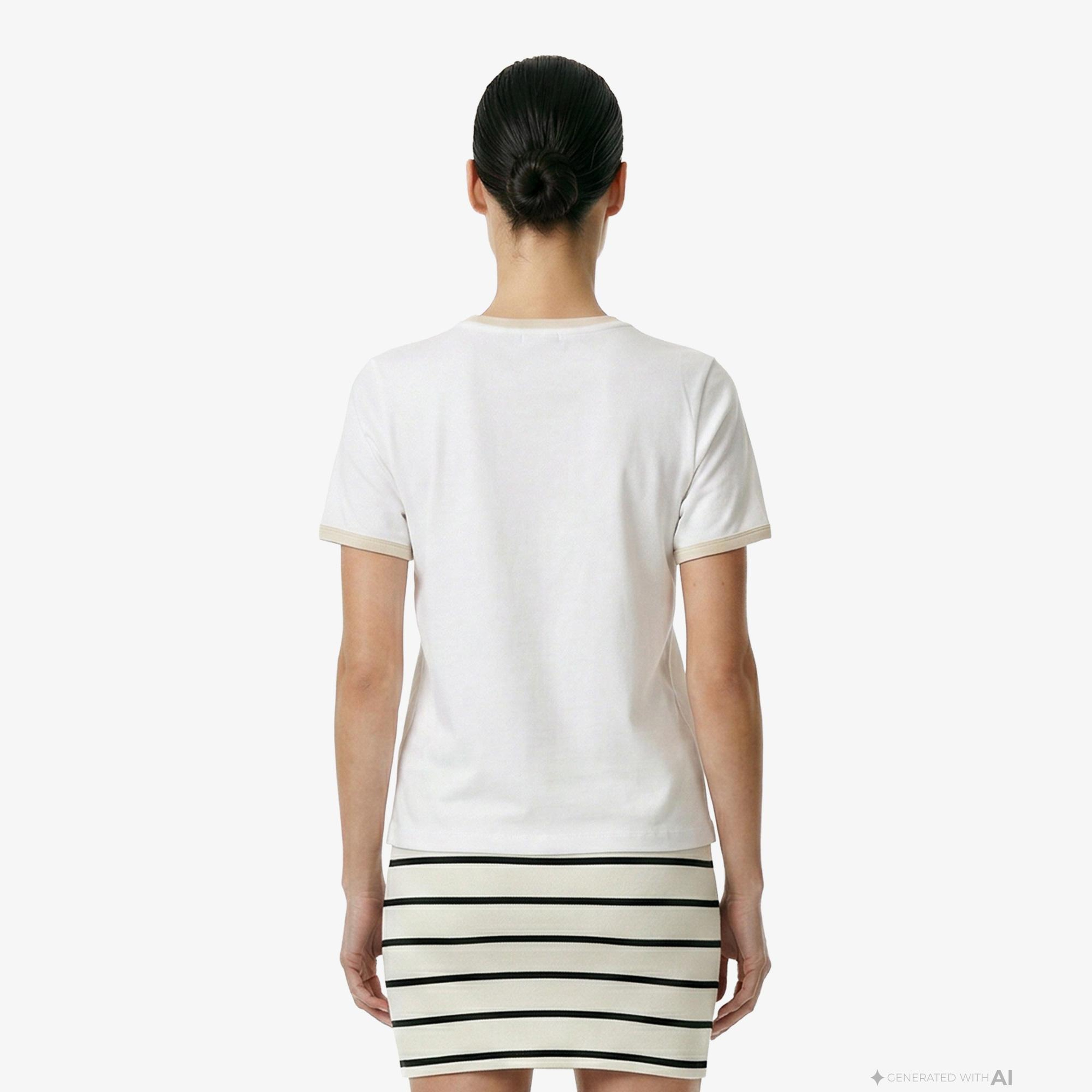 Nautica Kadın Beyaz Slim Fit T-Shirt