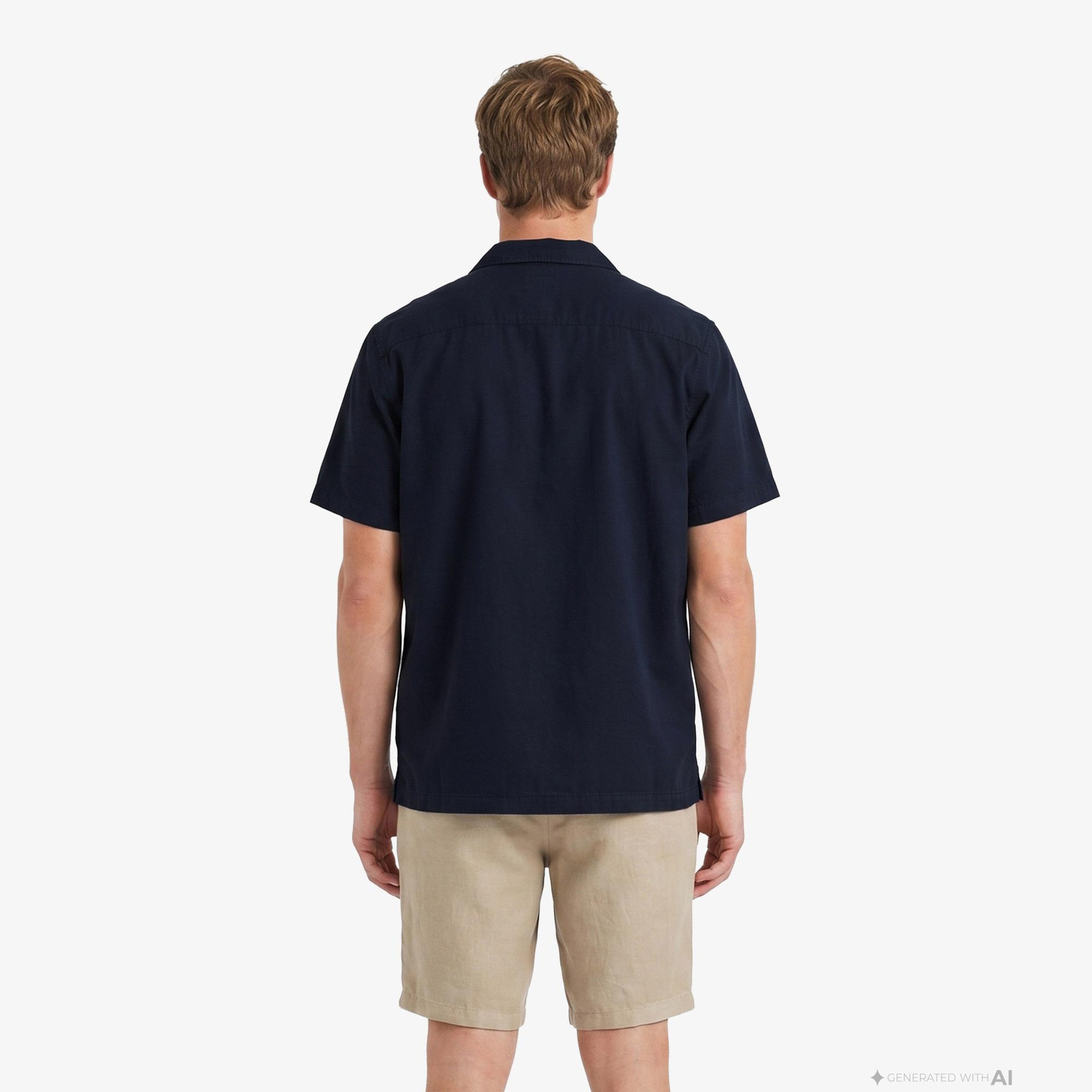 Nautica Erkek Lacivert Regular Fit Kısa Kollu Gömlek