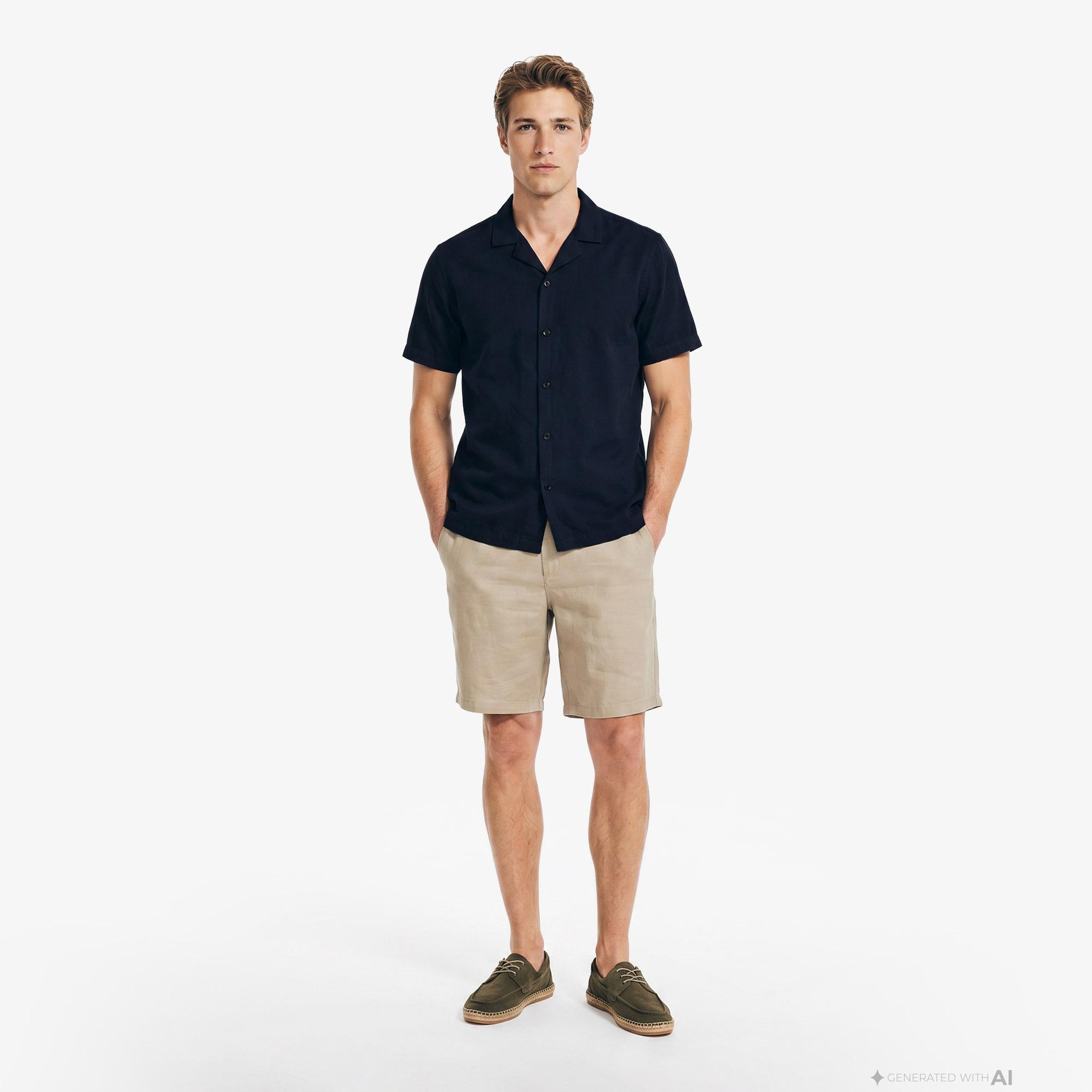 Nautica Erkek Lacivert Regular Fit Kısa Kollu Gömlek