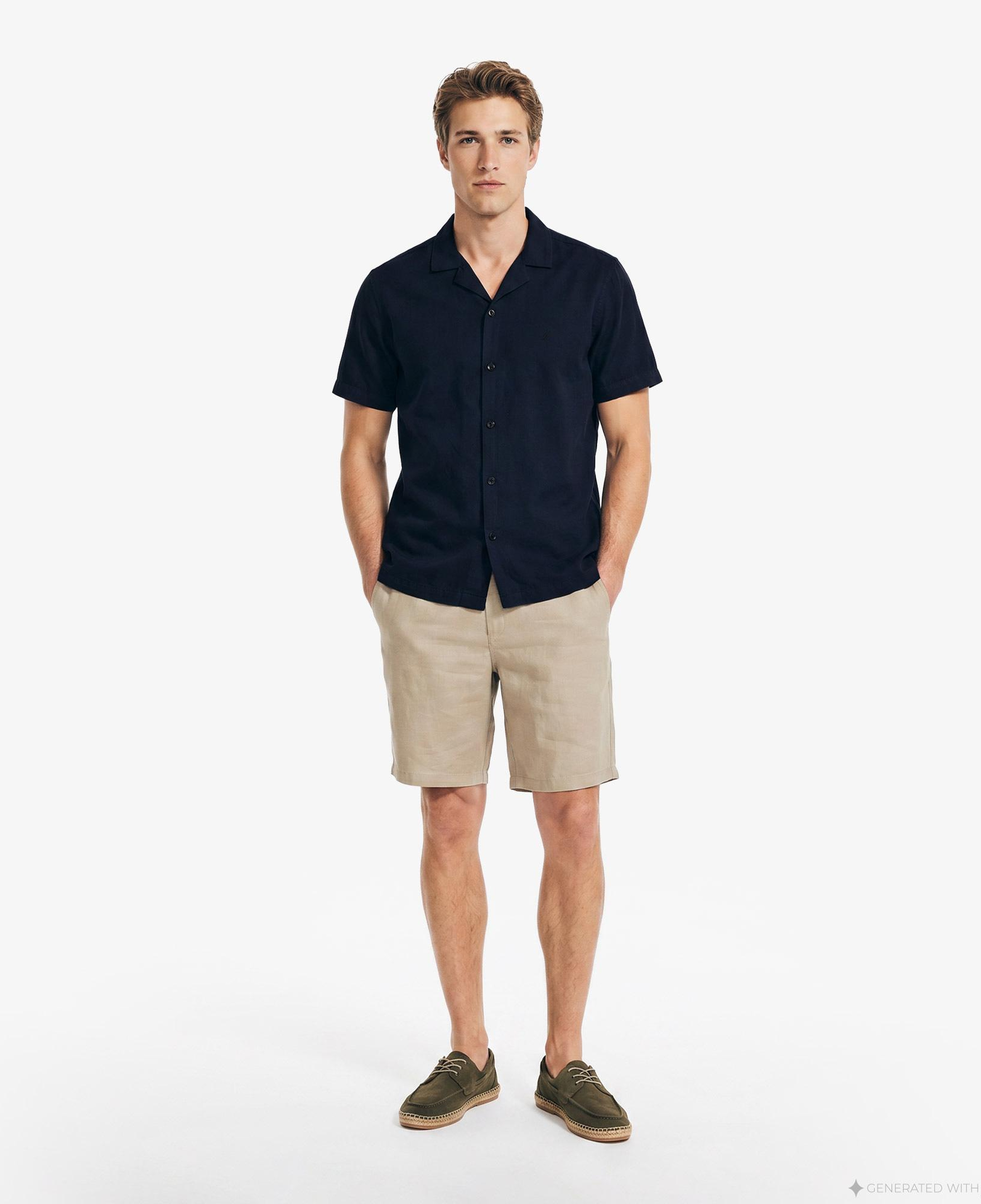 Nautica Erkek Lacivert Regular Fit Kısa Kollu Gömlek