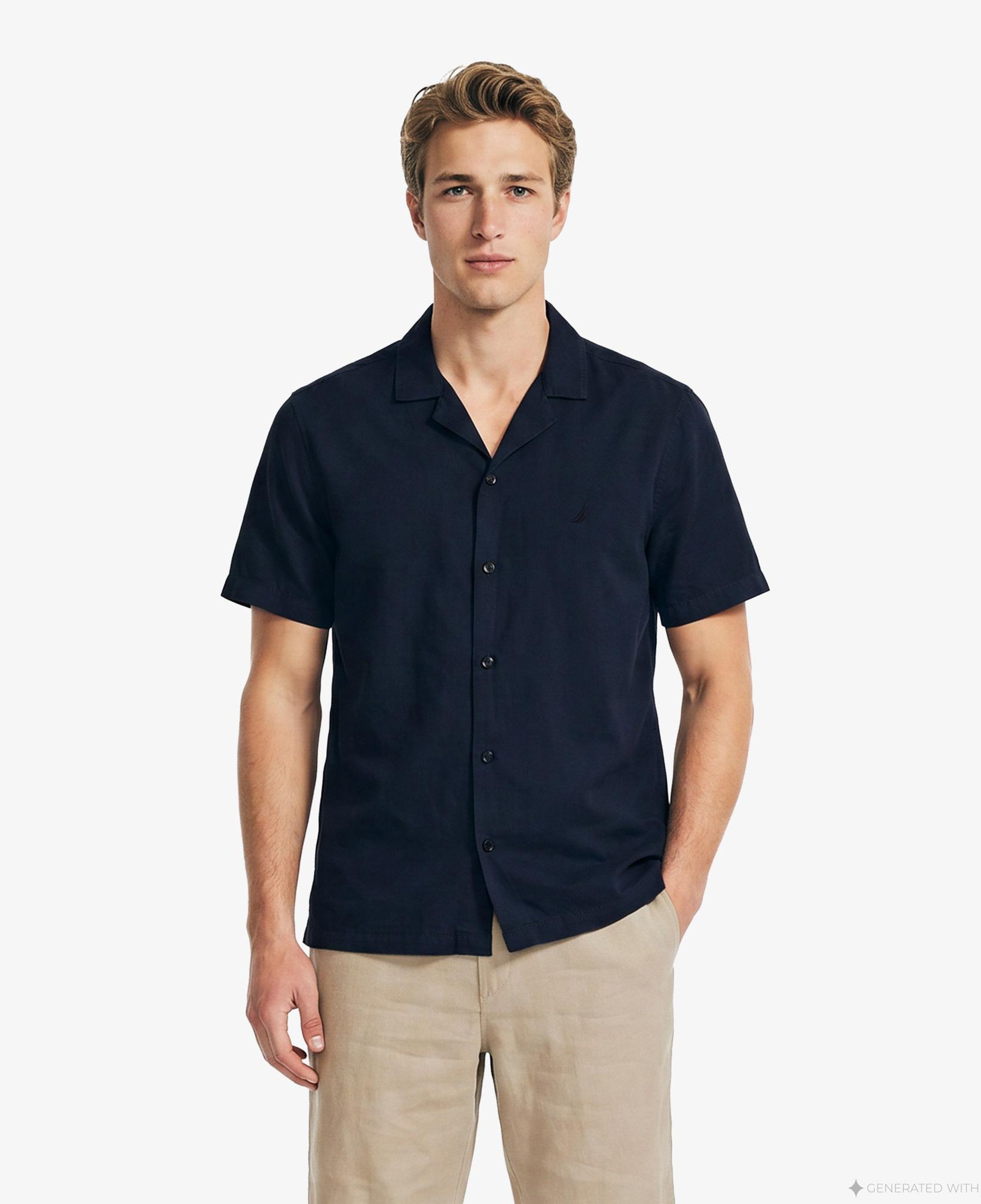 Nautica Erkek Lacivert Regular Fit Kısa Kollu Gömlek