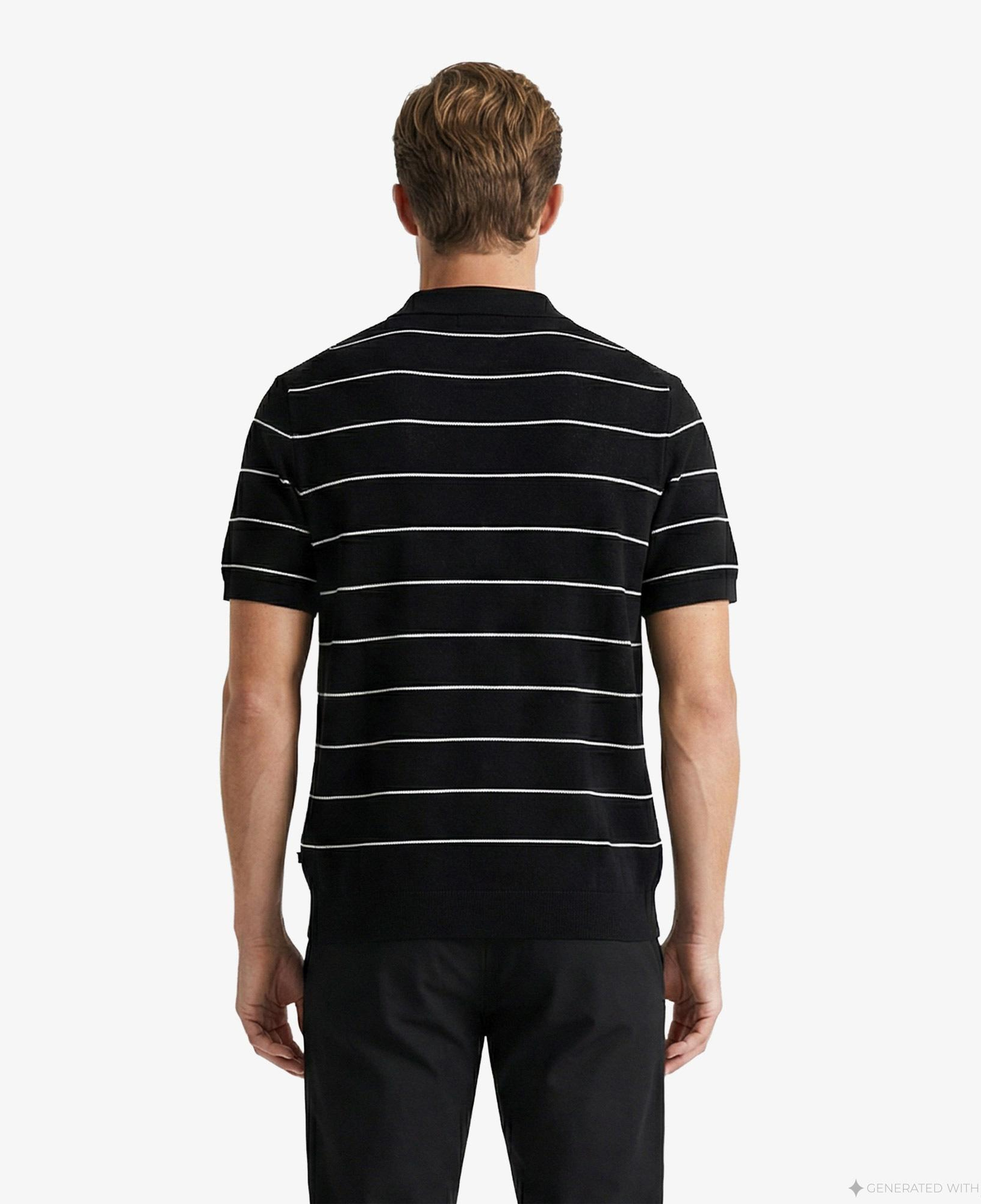 Nautica Erkek Siyah Regular Fit Kısa Kollu Çizgili Triko