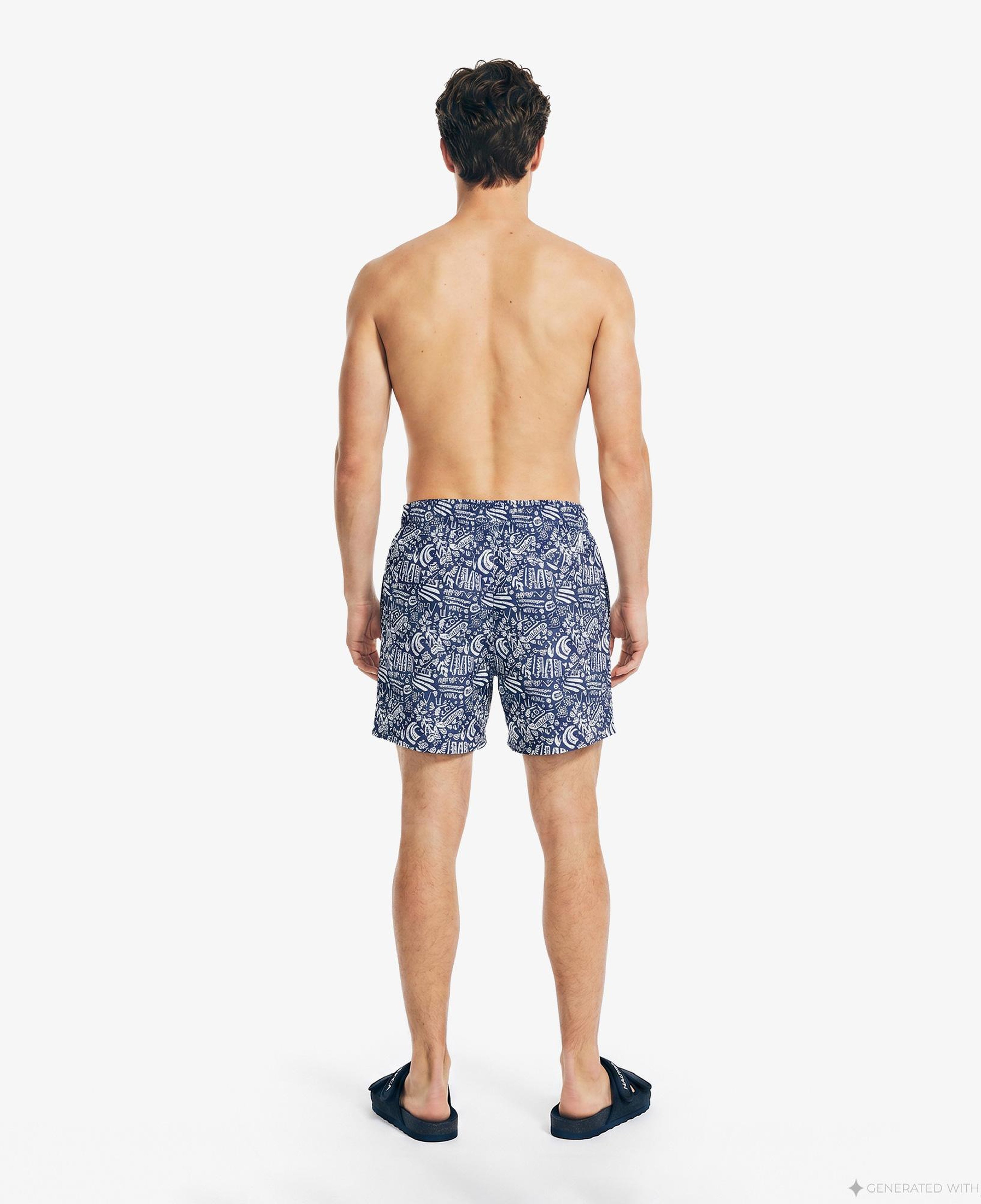 Nautica Erkek Lacivert Regular Fit Desenli Deniz Şortu