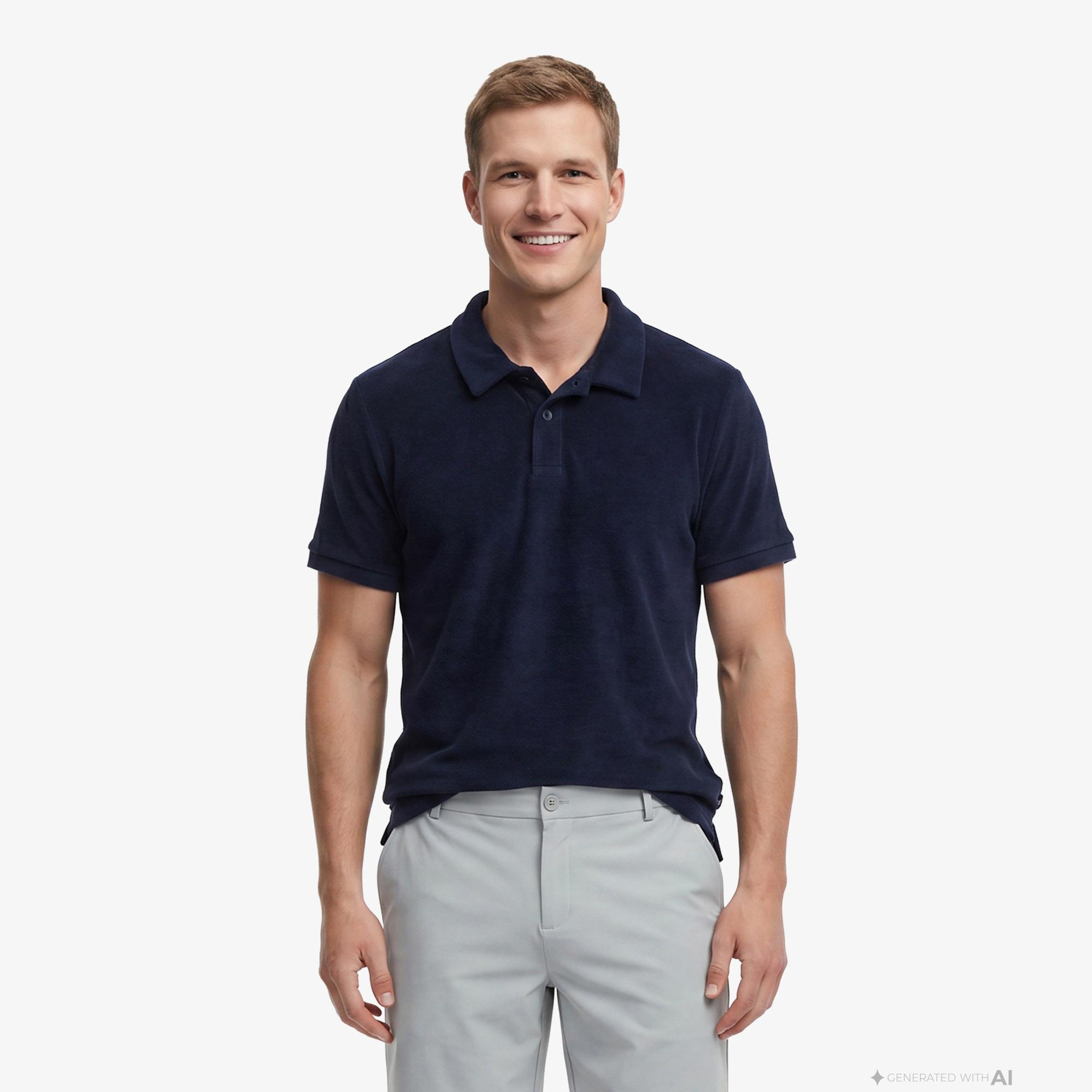 Nautica Erkek Lacivert Regular Fit Havlu Polo Yaka T-Shirt