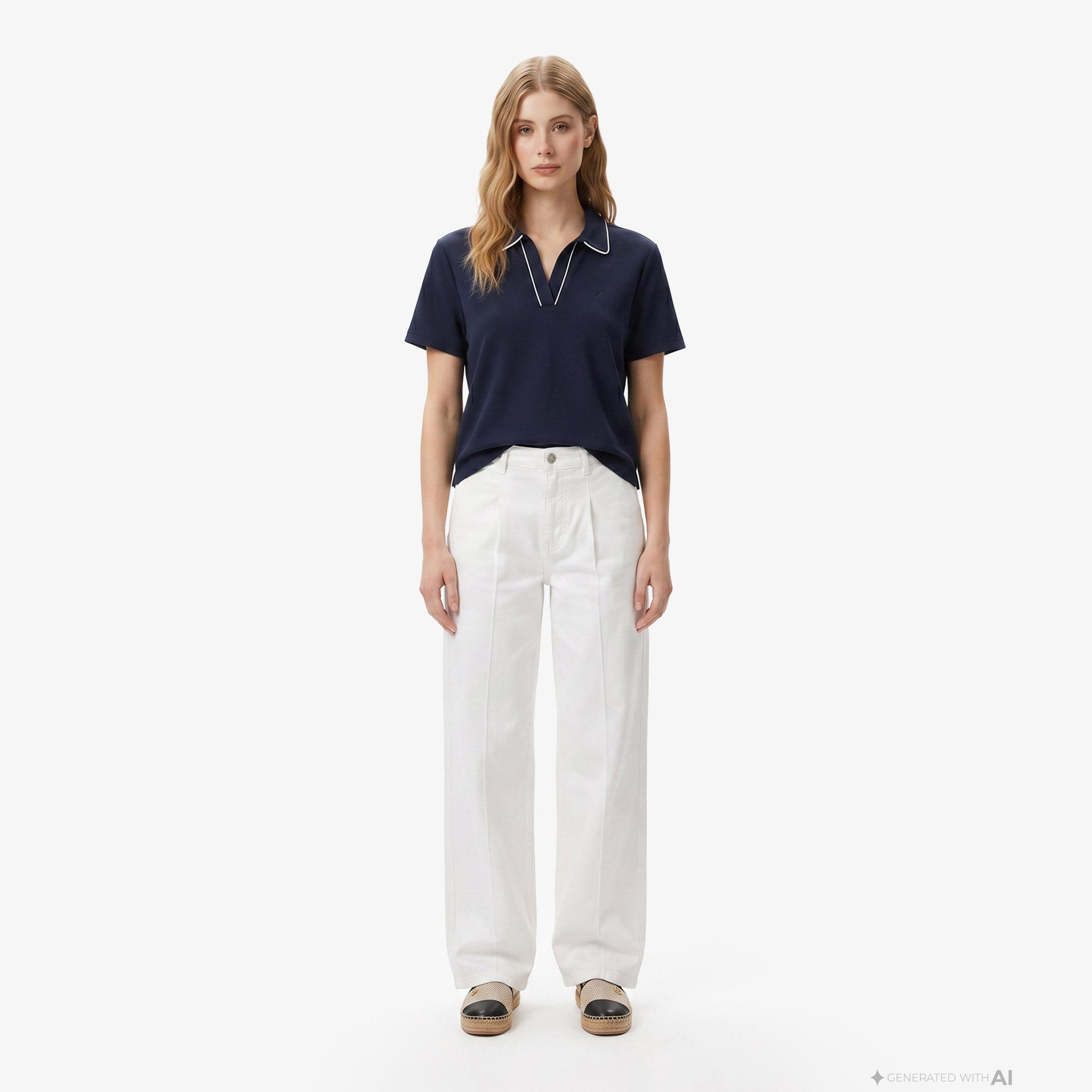 Nautica Kadın Beyaz Slim Fit İspanyol Paça Denim Pantolon