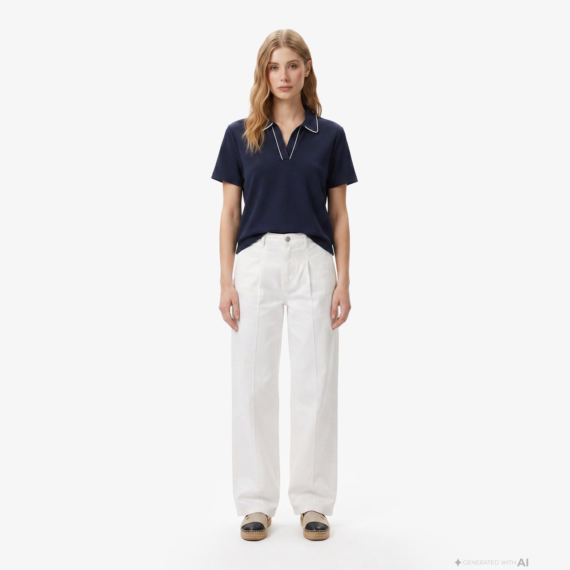Nautica Kadın Beyaz Slim Fit İspanyol Paça Denim Pantolon