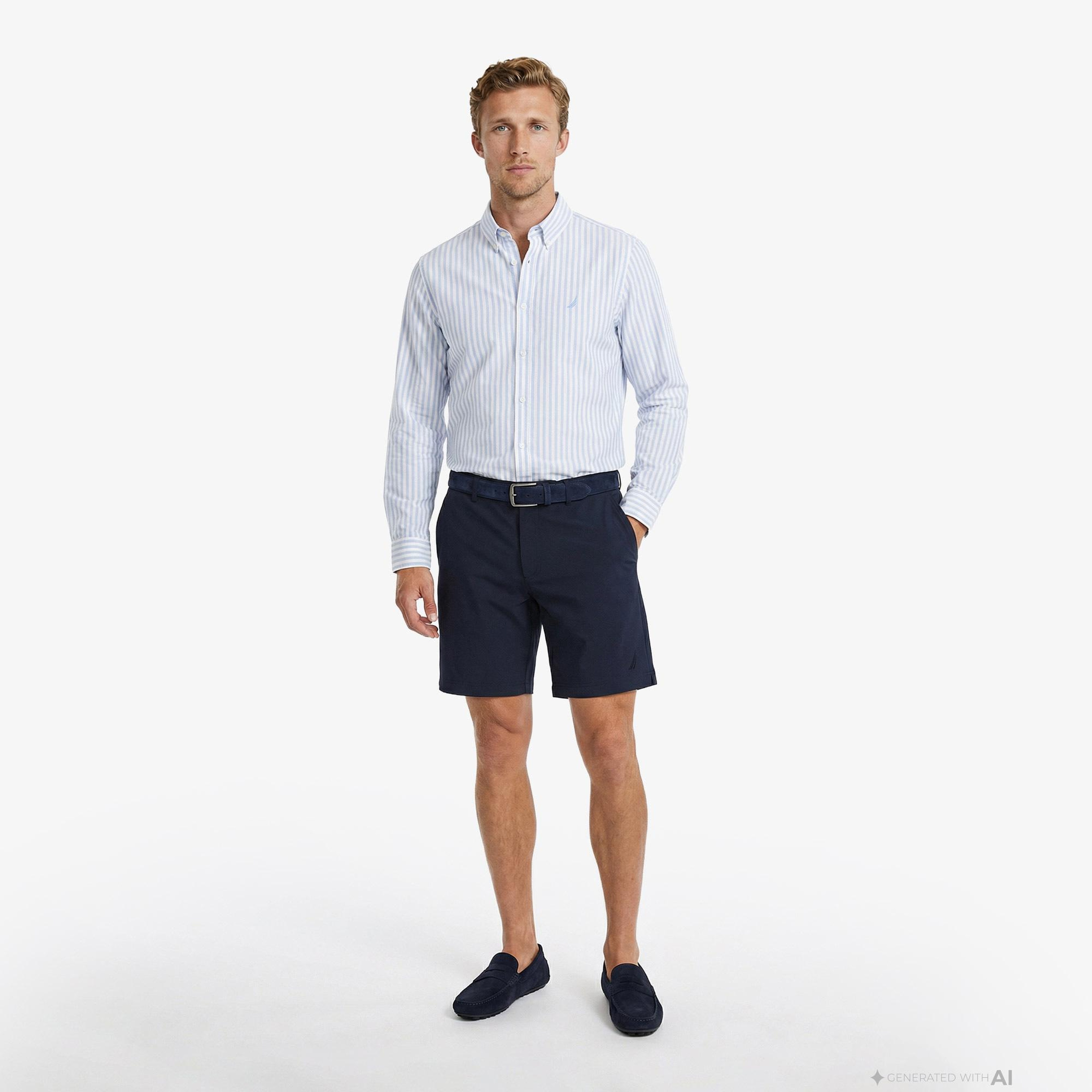 Nautica Erkek Mavi Regular Fit Çizgili Gömlek