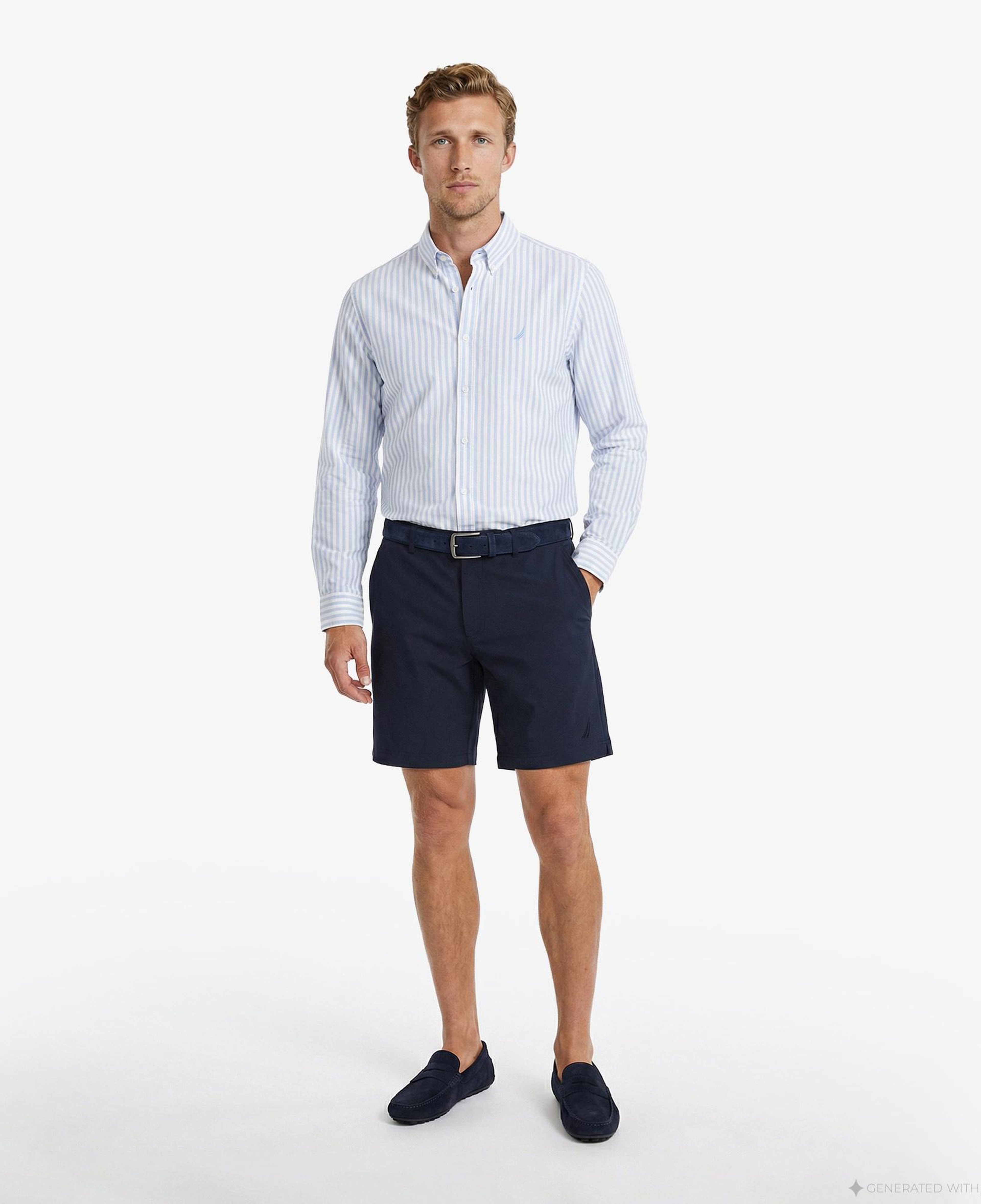 Nautica Erkek Mavi Regular Fit Çizgili Gömlek