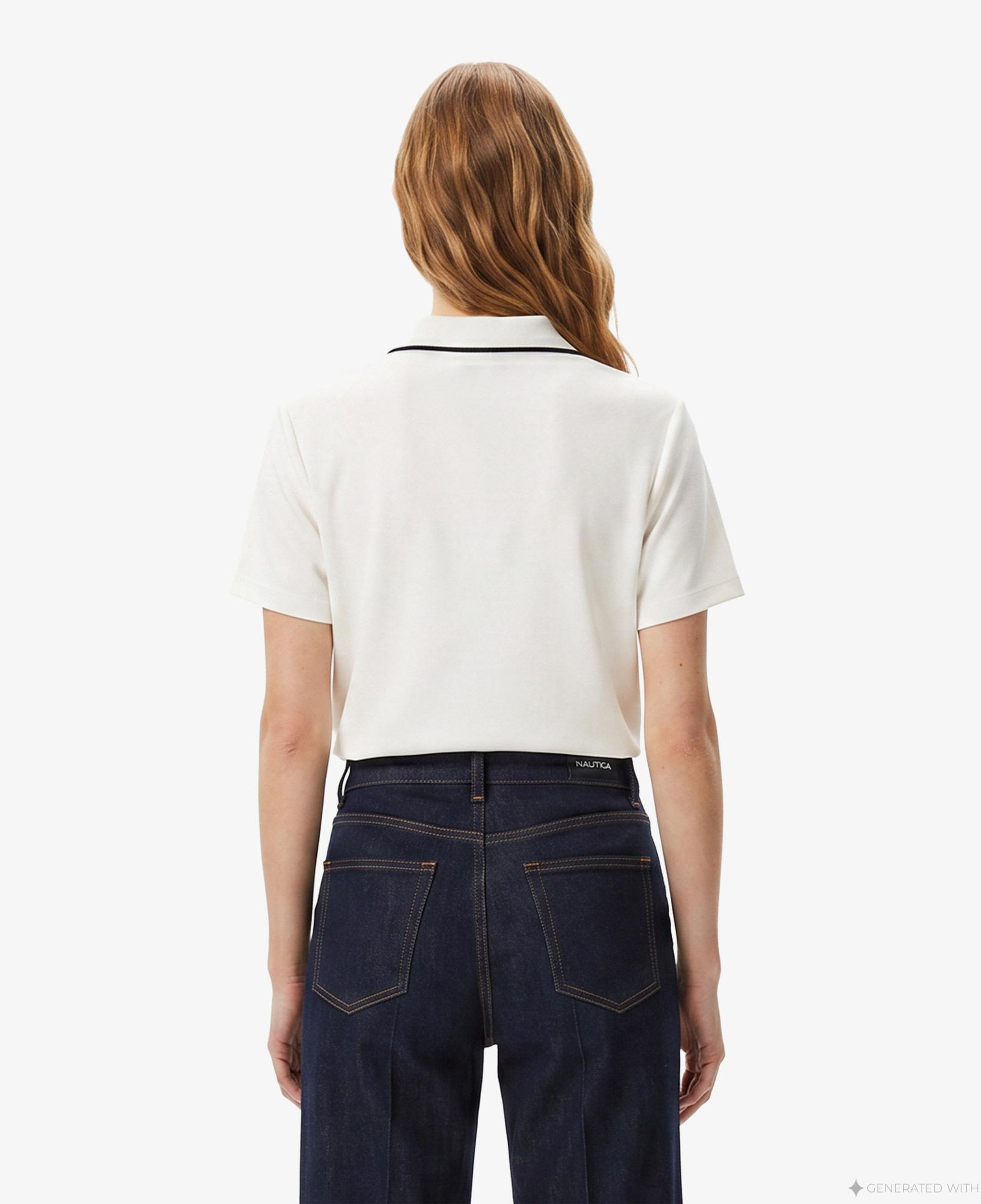 Nautica Kadın Krem Regular Fit Polo Yaka T-Shirt