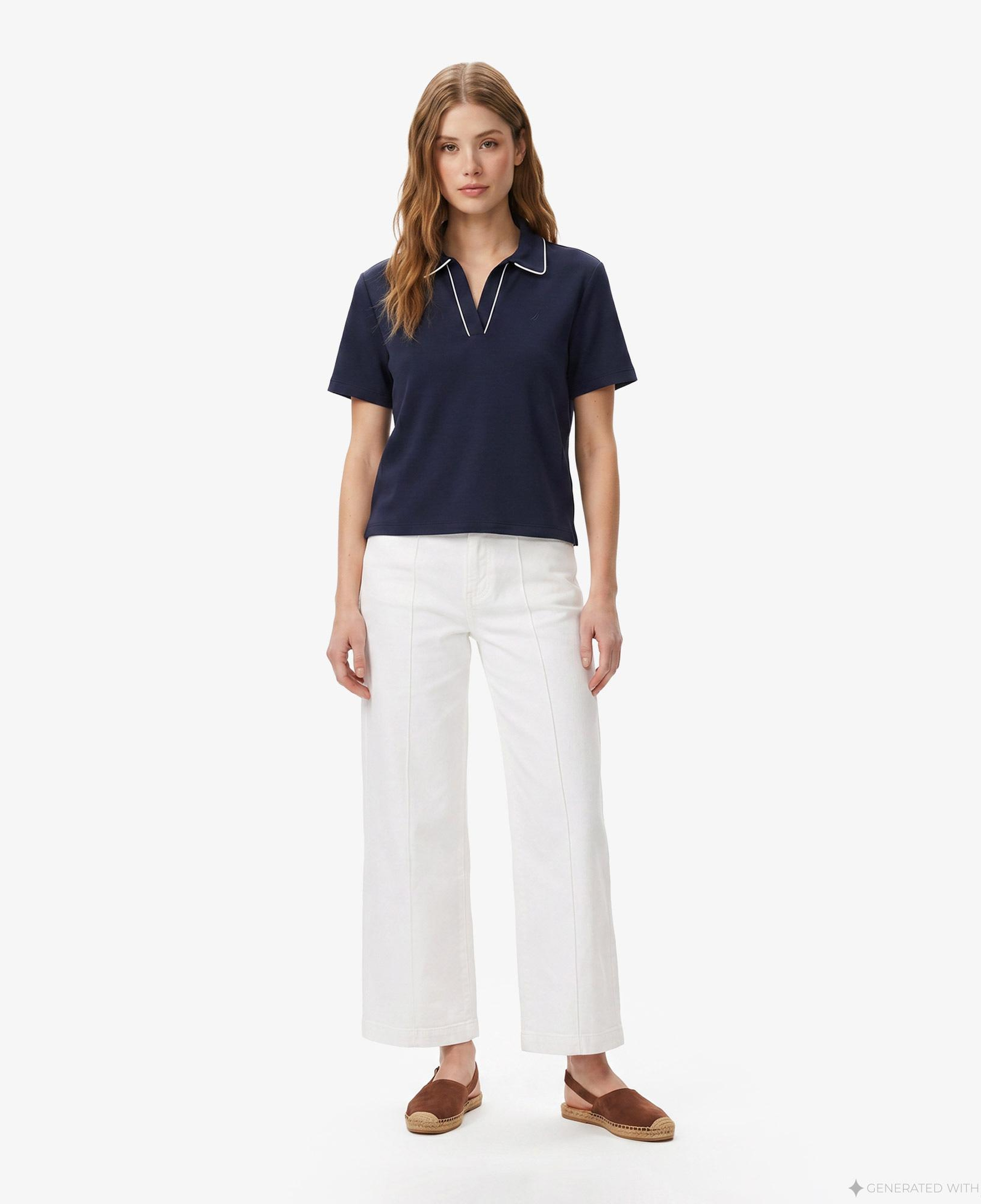 Nautica Kadın Lacivert Regular Fit Polo Yaka T-Shirt