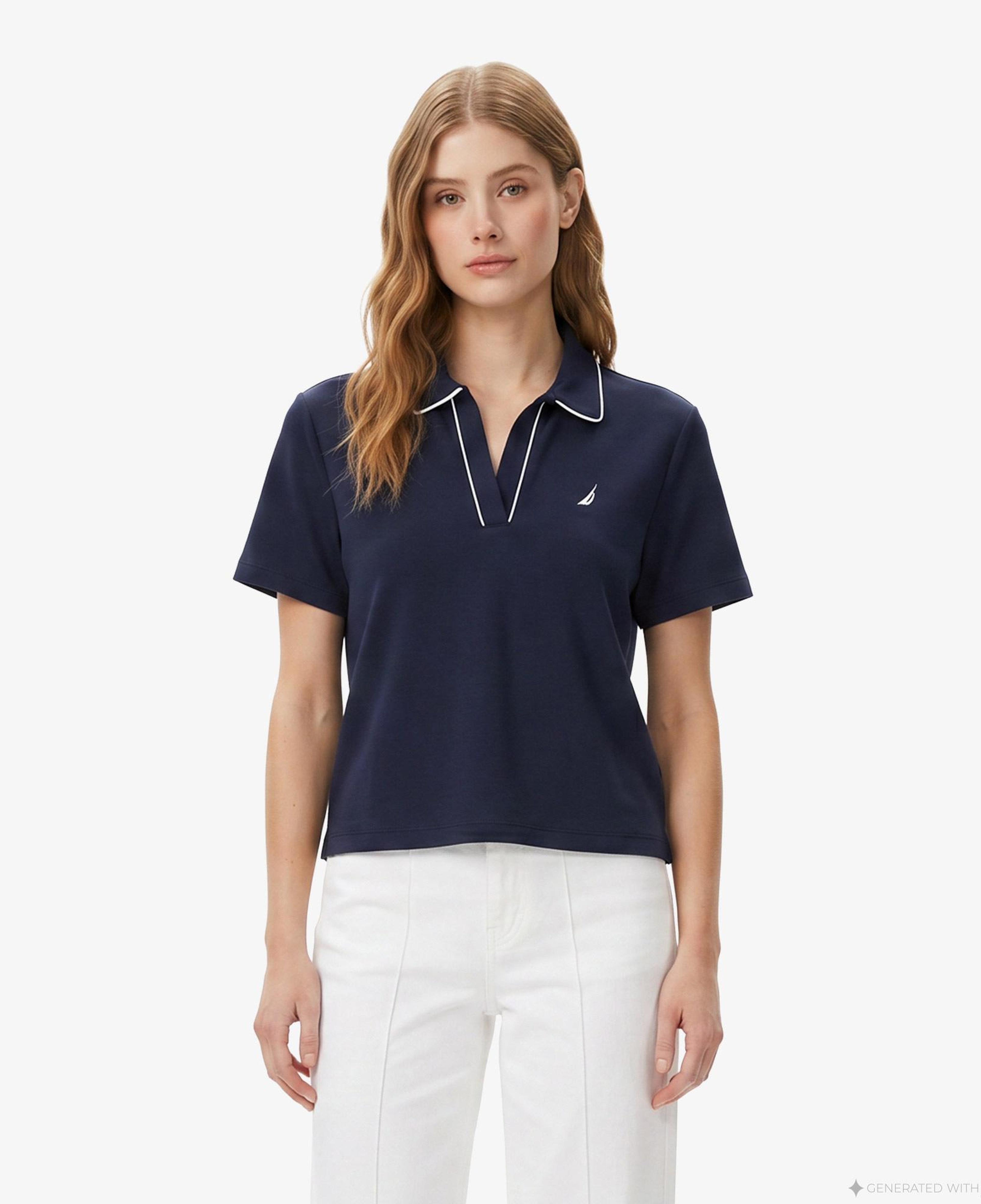 Nautica Kadın Lacivert Regular Fit Polo Yaka T-Shirt