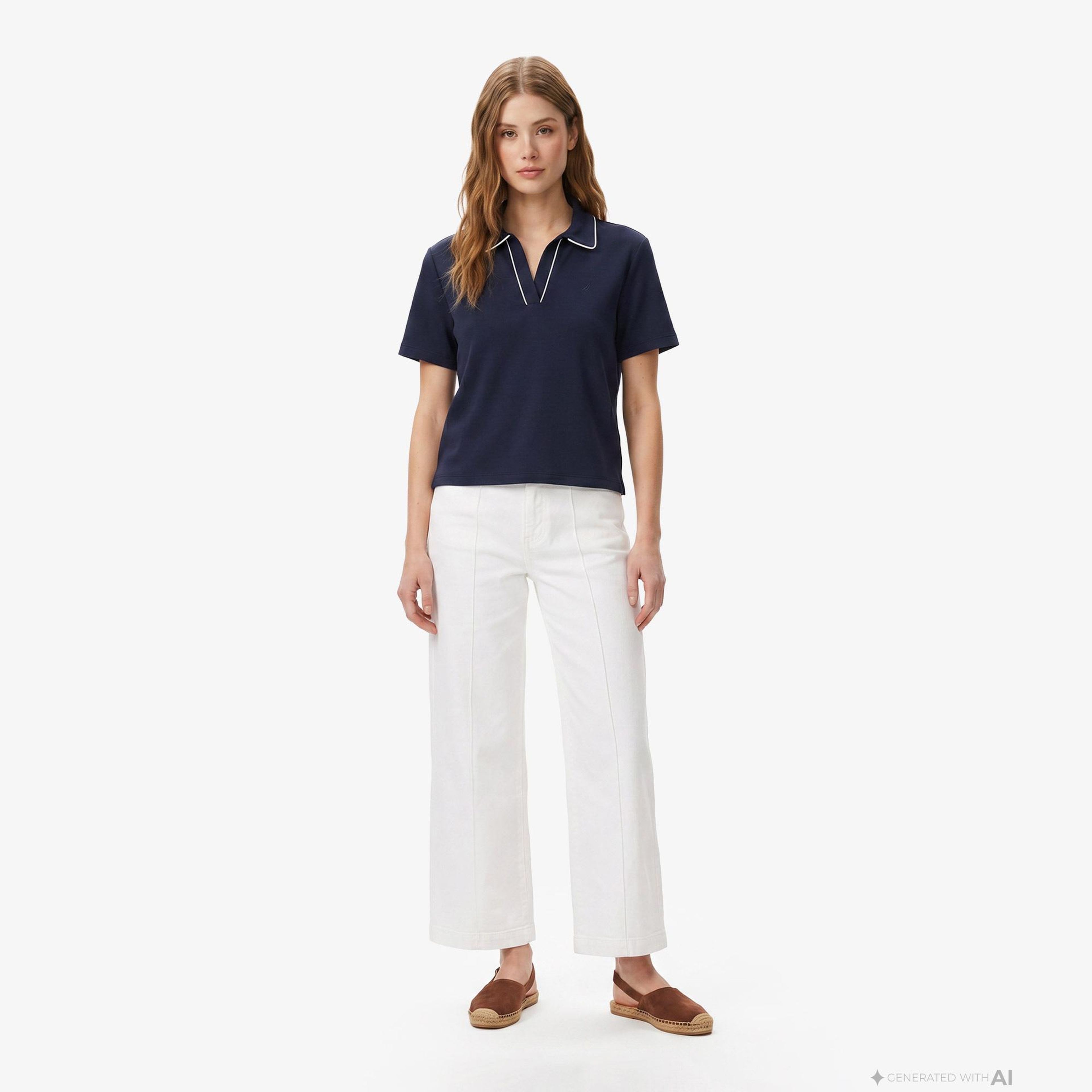 Nautica Kadın Lacivert Regular Fit Polo Yaka T-Shirt