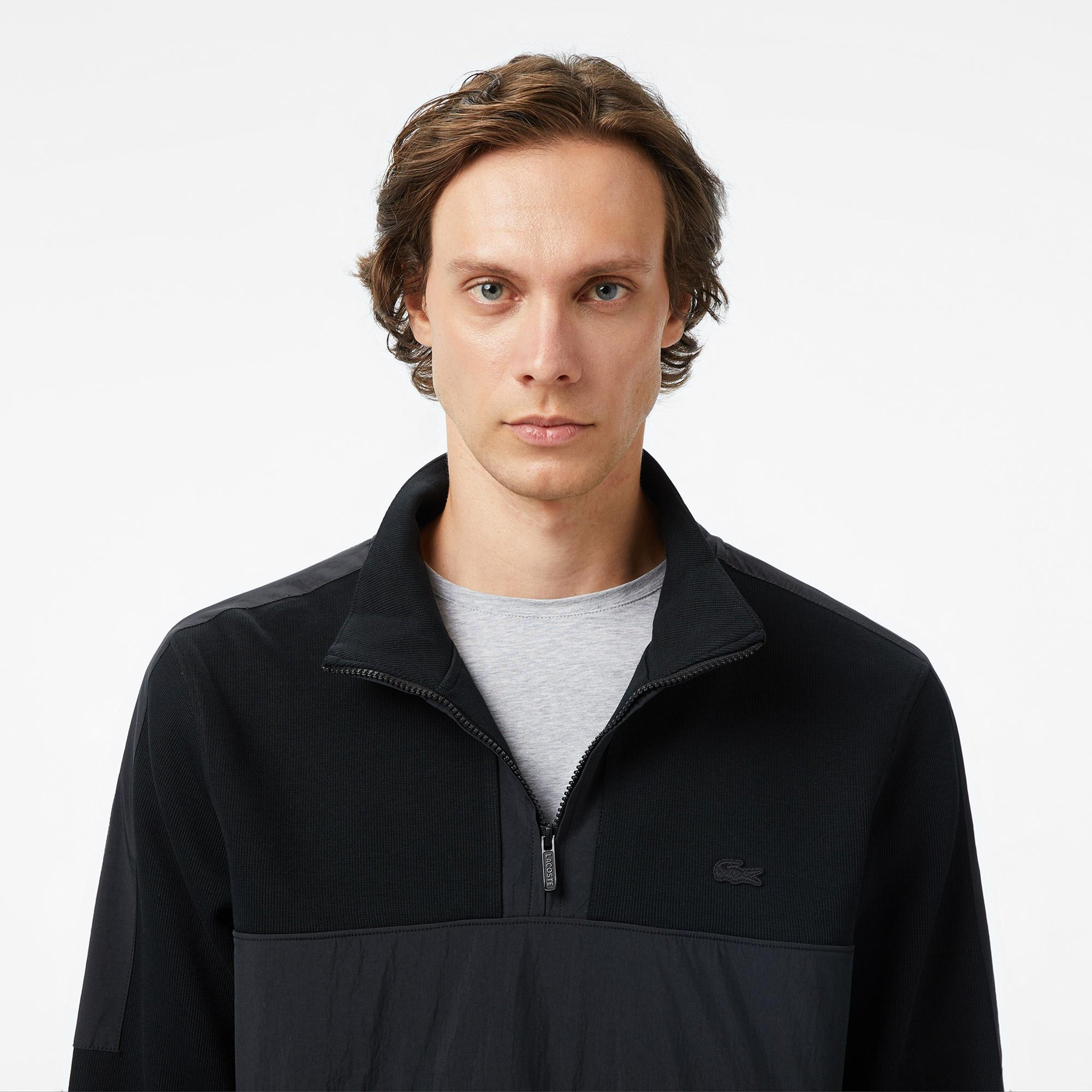 Lacoste Yarım Fermuarlı Erkek Siyah Sweatshirt