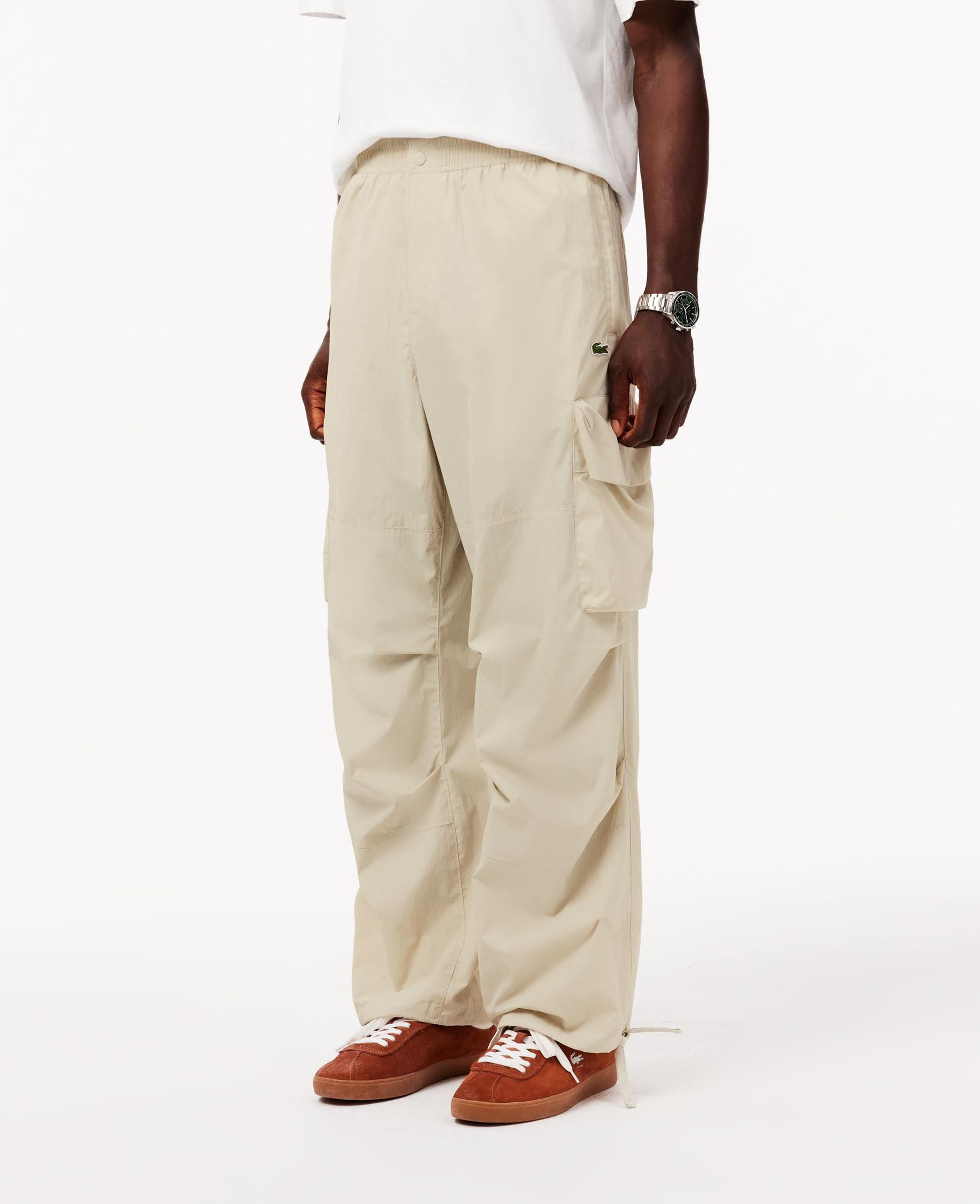 Erkek Regular Fit Krem Kargo Pantolon