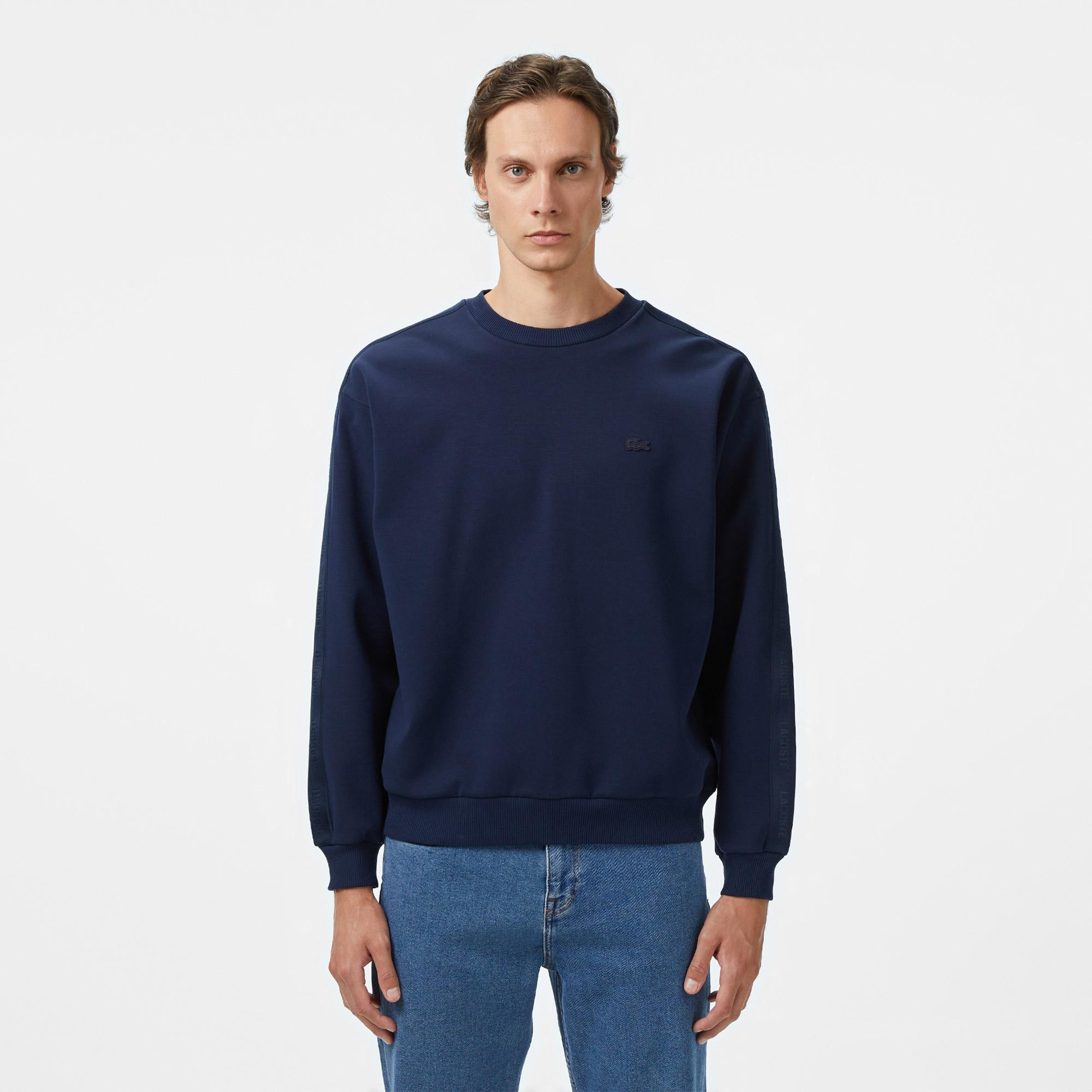 Erkek Relaxed Fit Bisiklet Yaka Lacivert Sweatshirt