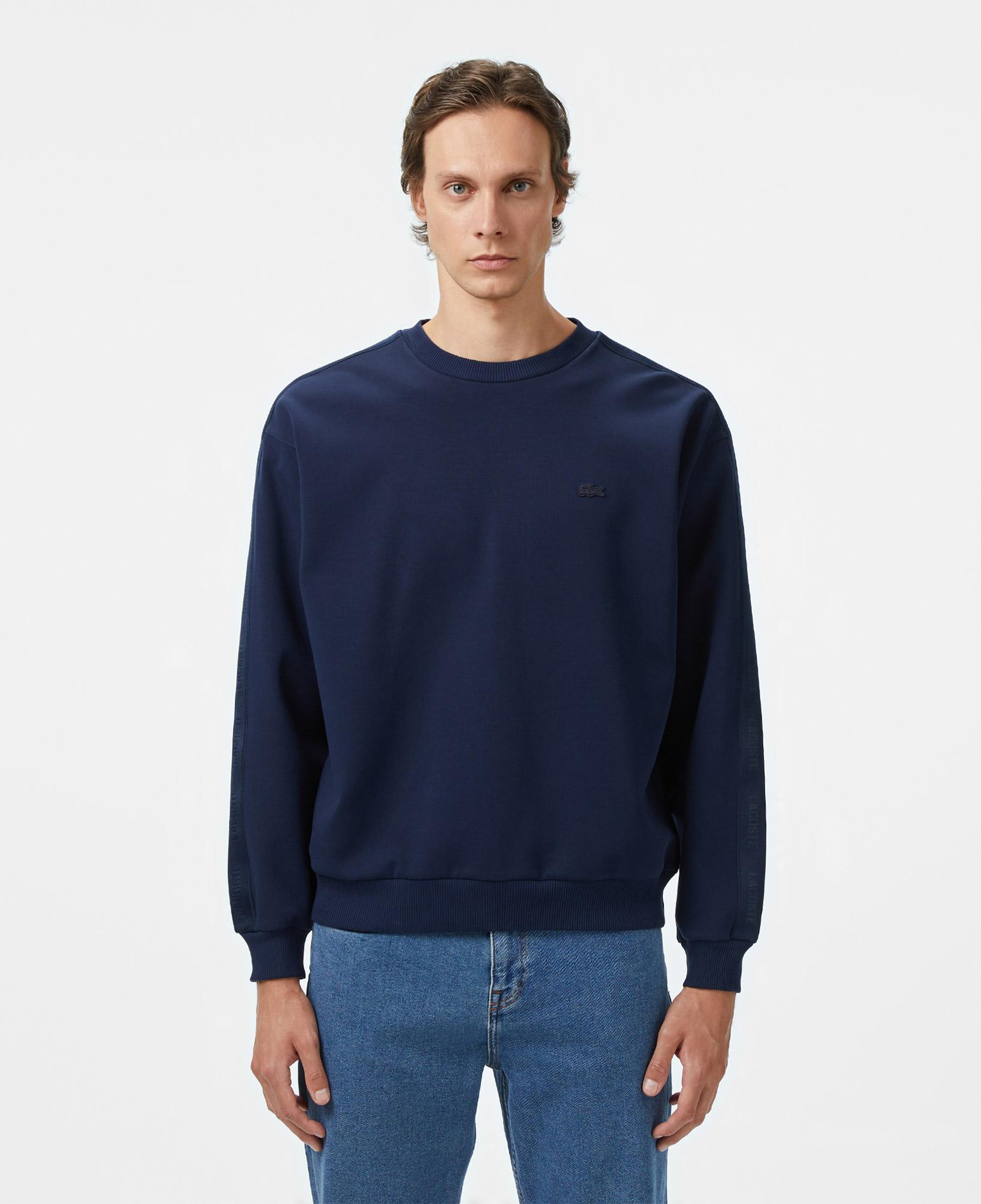 Erkek Relaxed Fit Bisiklet Yaka Lacivert Sweatshirt