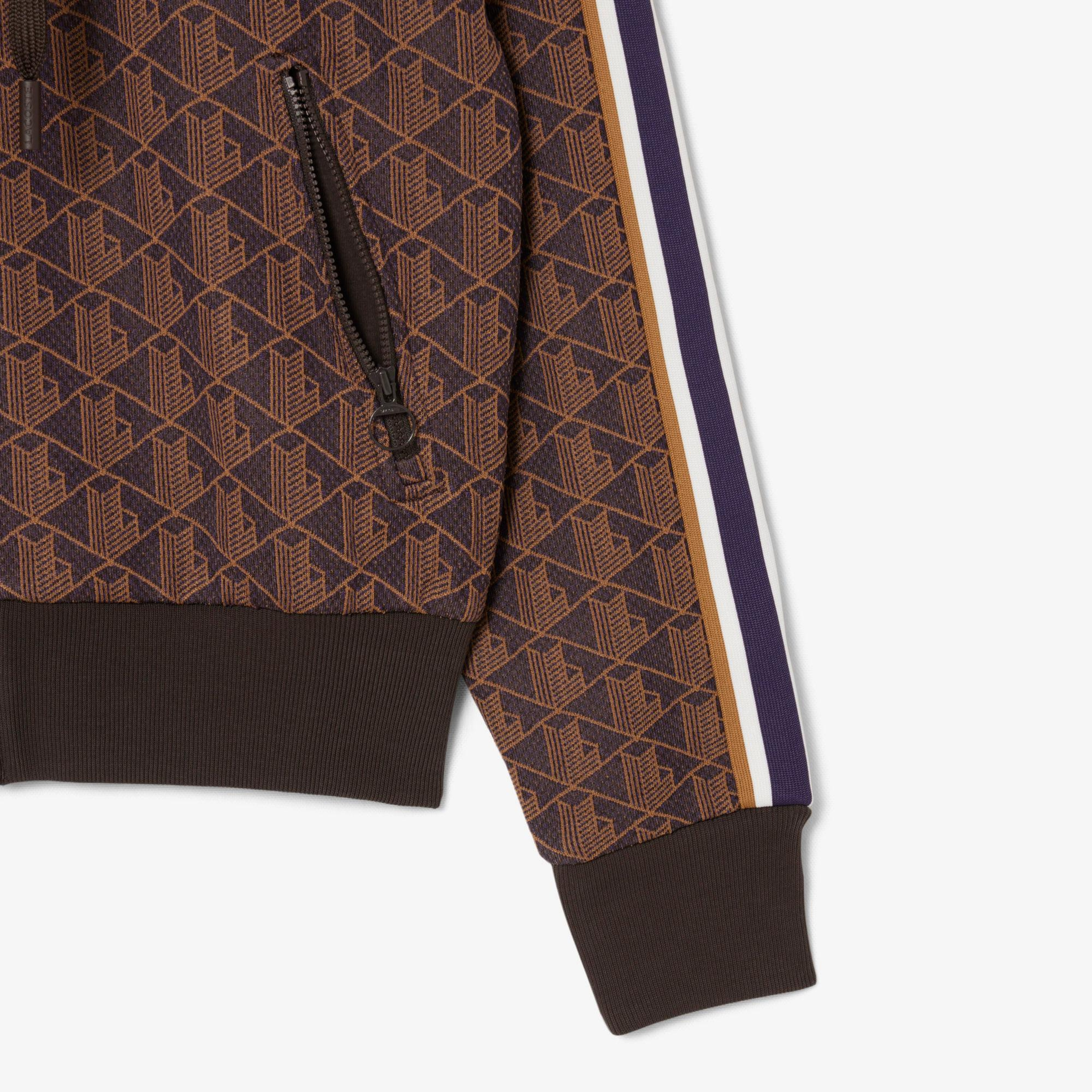Lacoste Kadın Regular Fit Kapüşonlu Monogram Kahverengi Sweatshirt