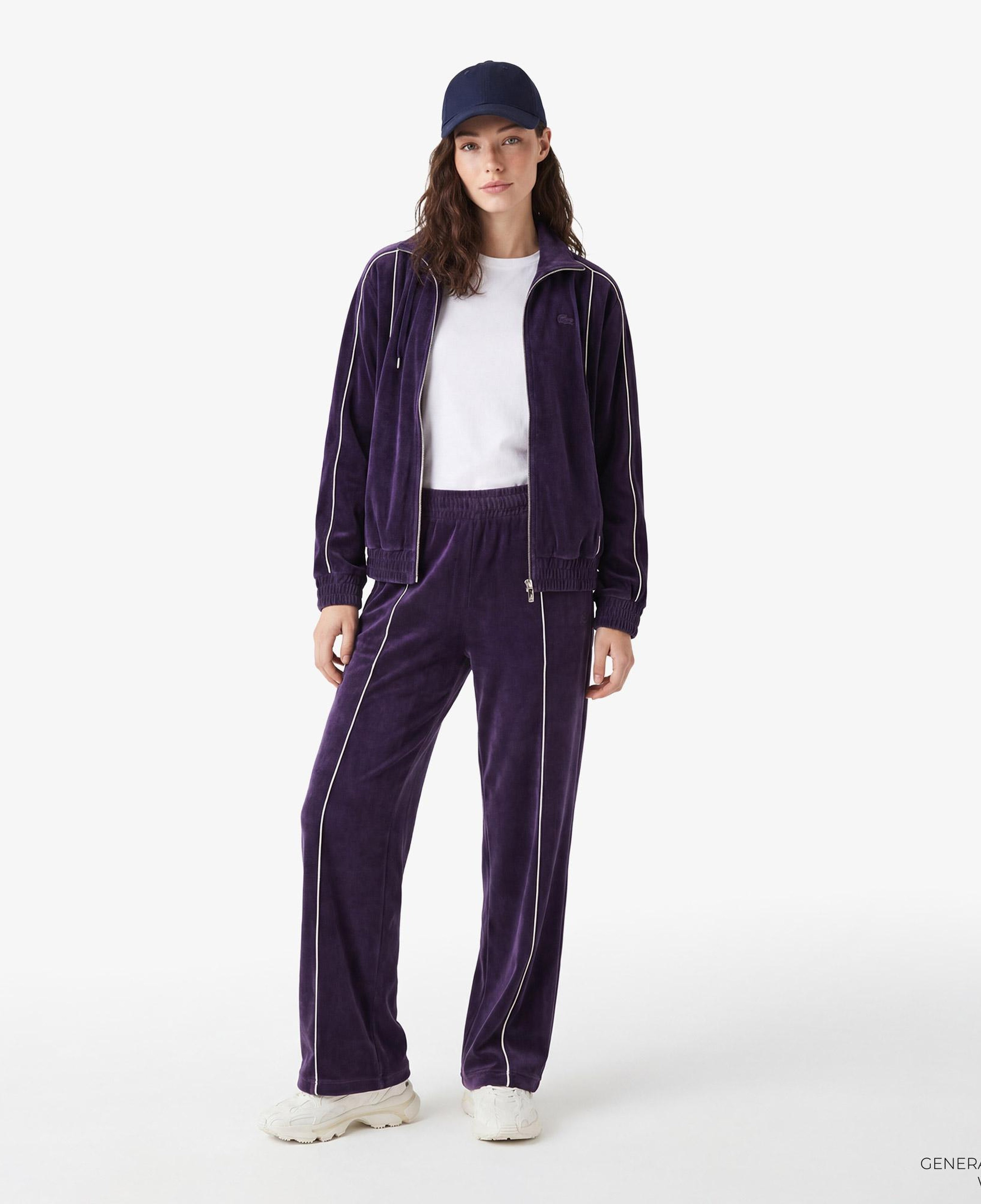 Lacoste Kadın Oversize Fit Fermuarlı Mor Sweatshirt