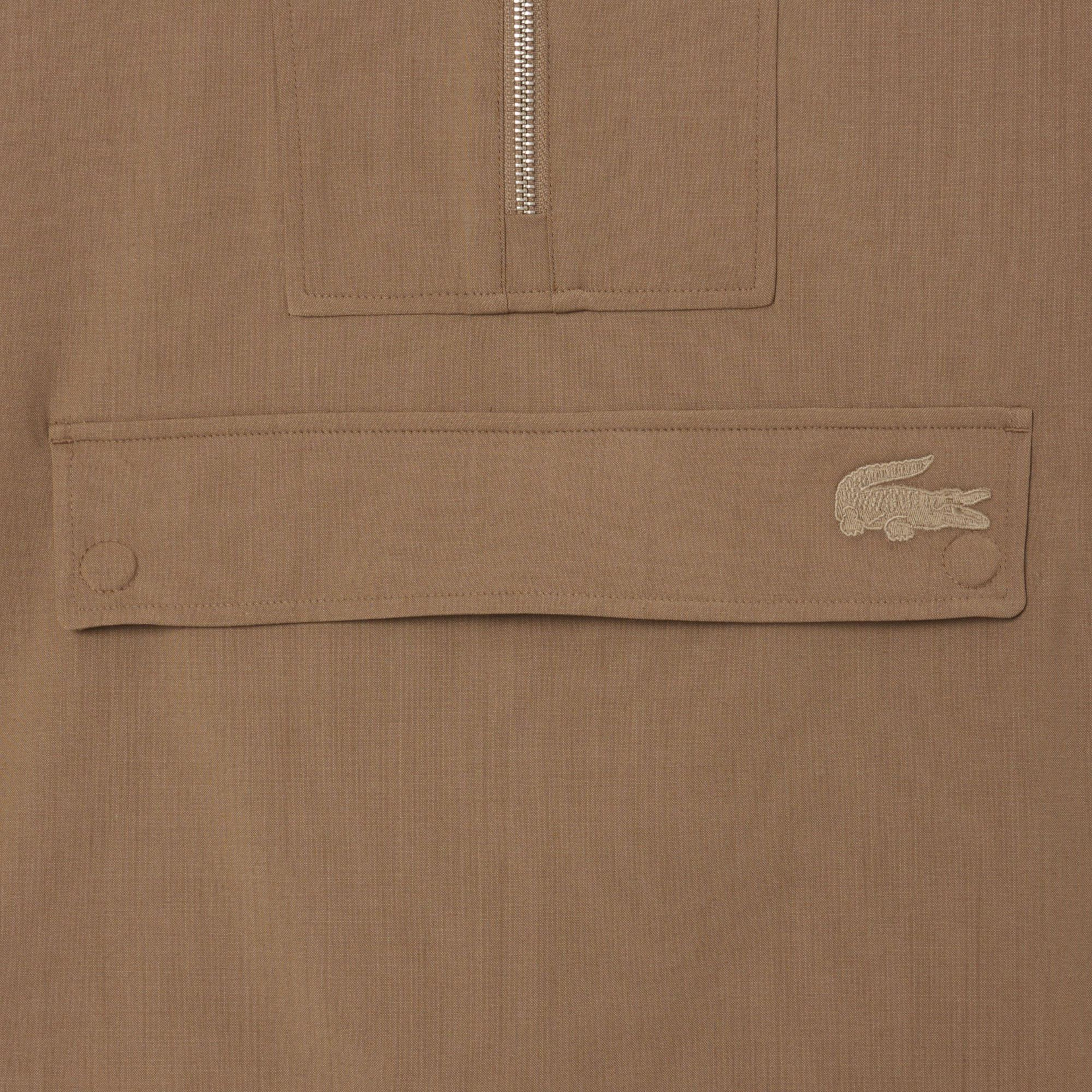 Kadın Oversize Fit Yarım Fermuarlı Kahverengi Ceket