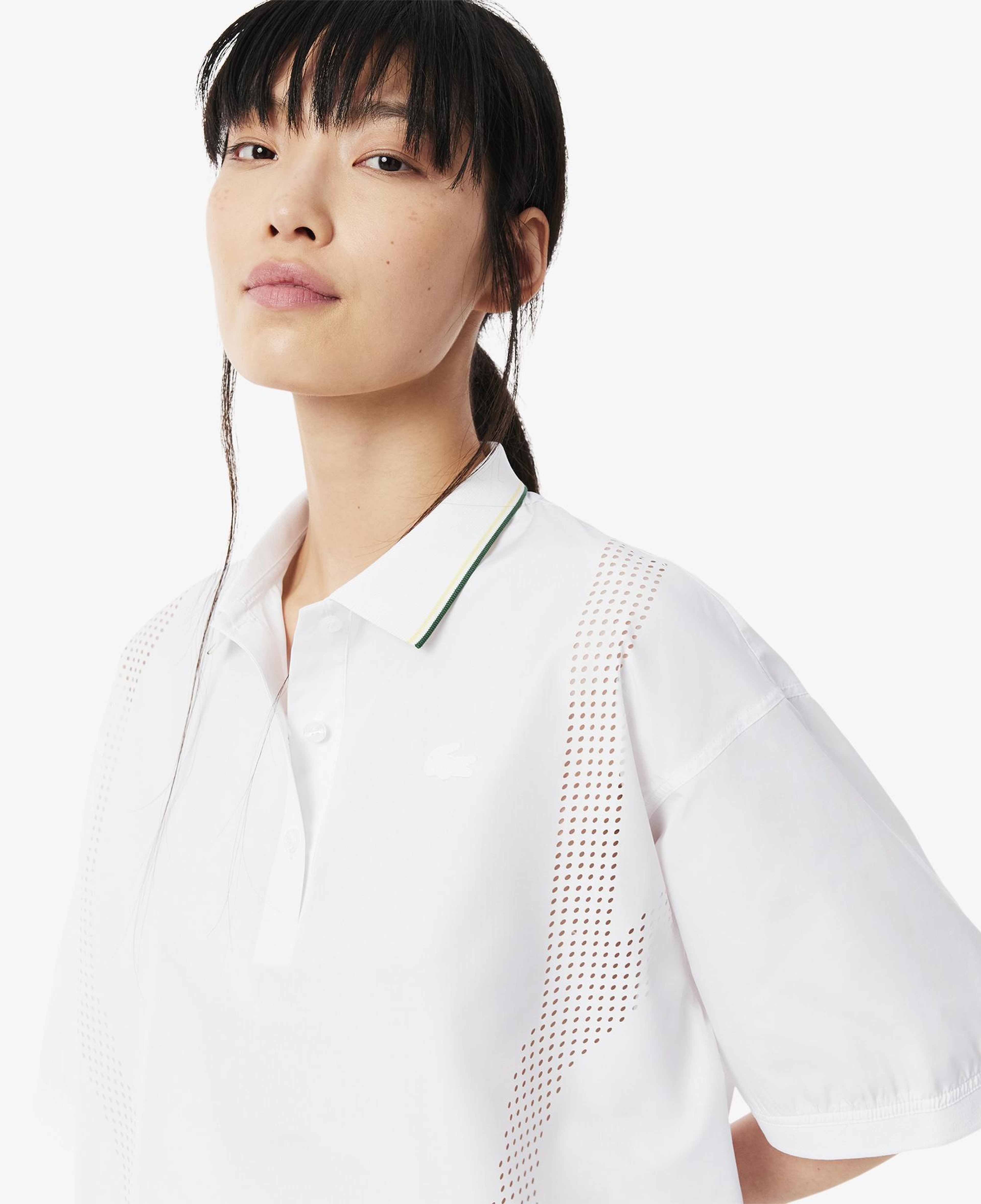 Kadın Oversize Fit Kısa Kollu Beyaz Polo