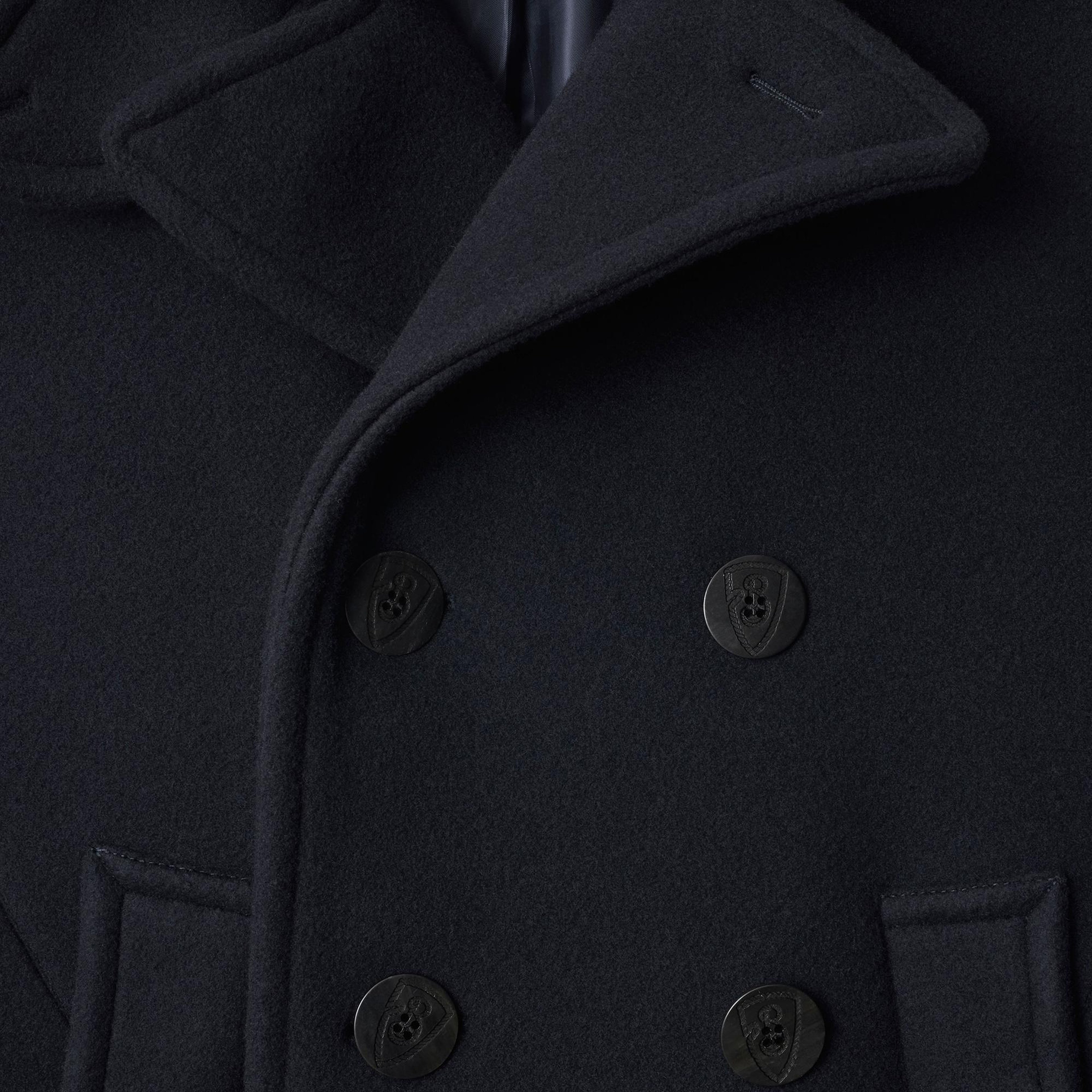 Burberry Cas Wool Pea Erkek Lacivert Palto