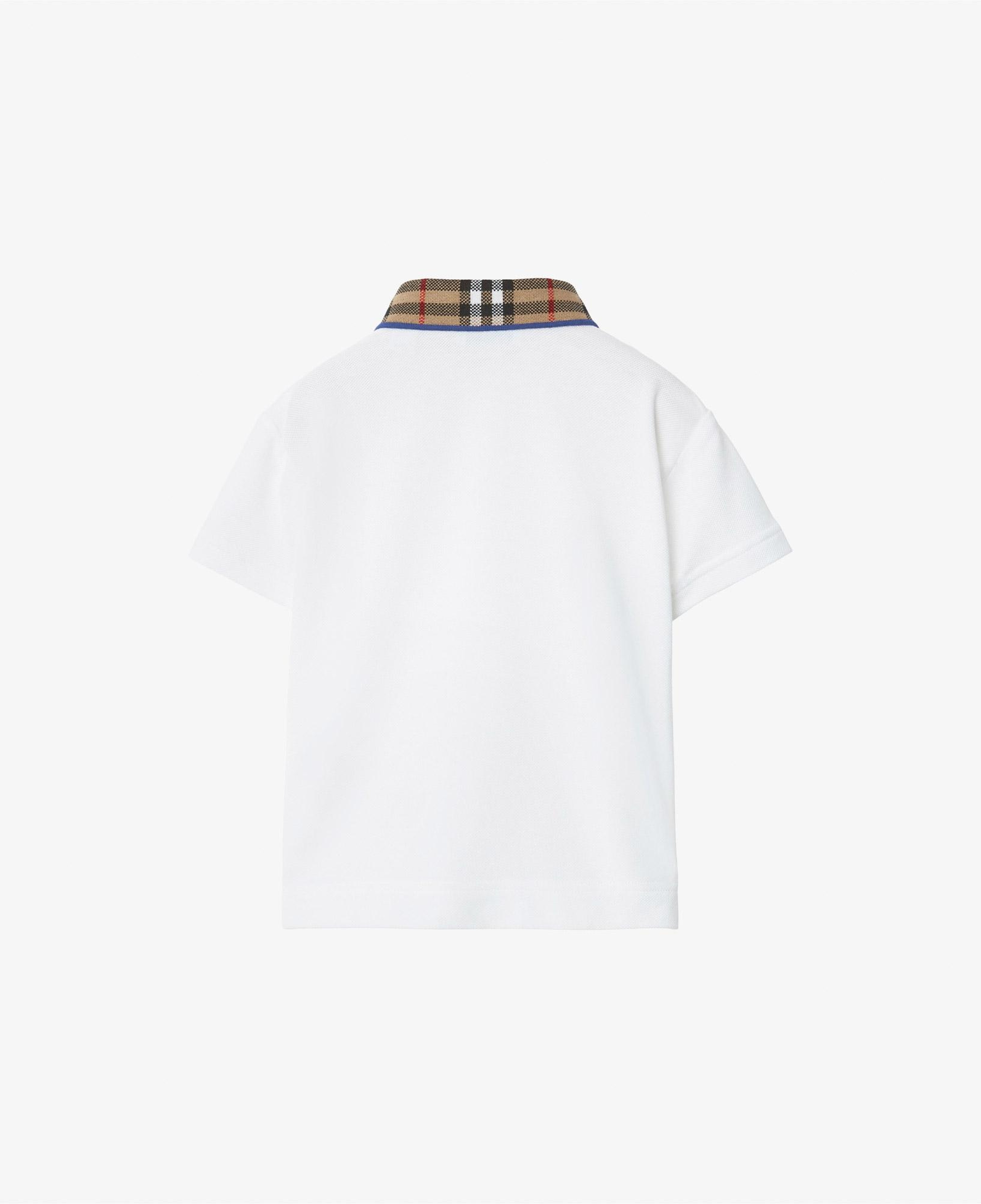 Burberry Check Yaka Detaylı Pamuklu Çocuk Beyaz Polo