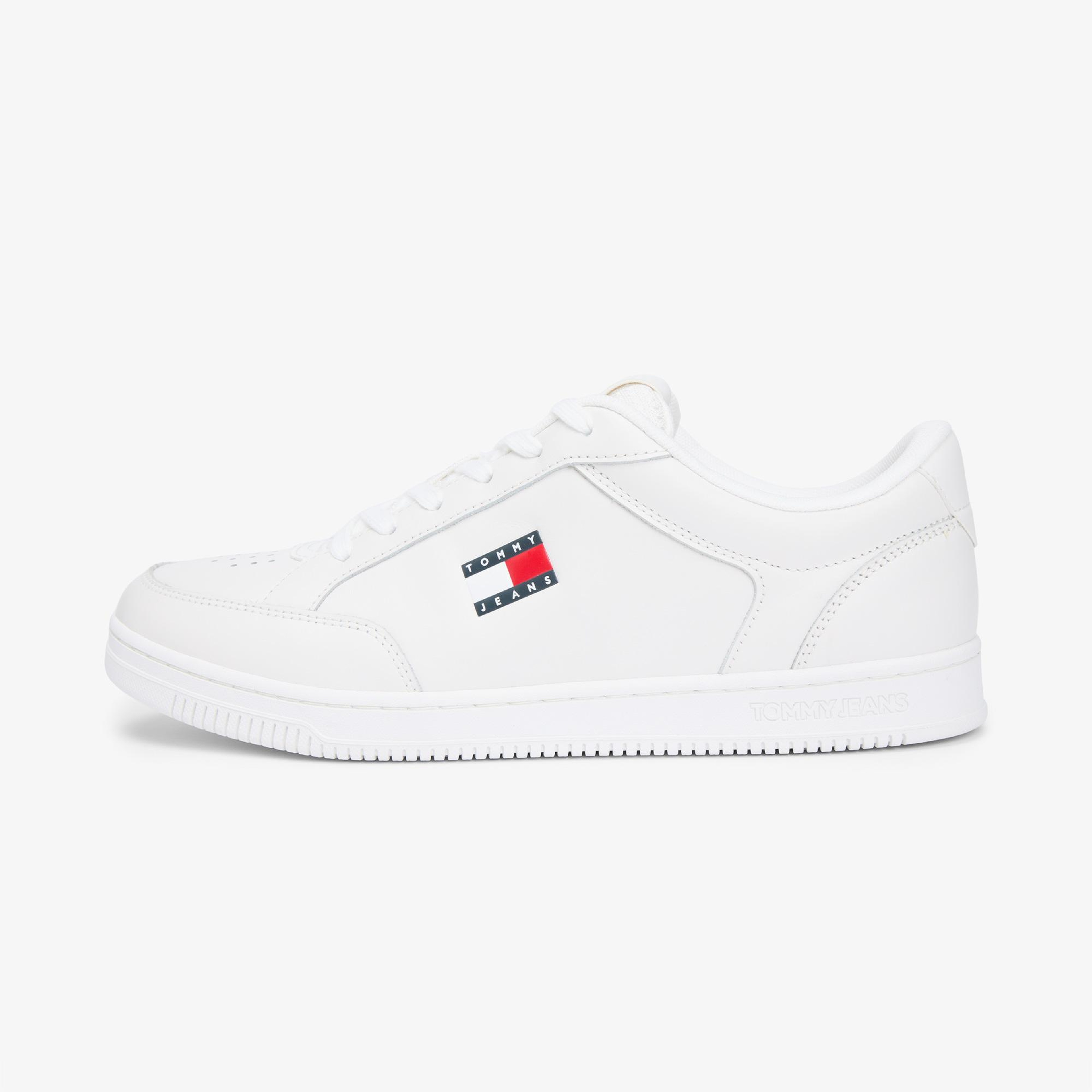 Tommy Hilfiger Jeans Cupsole Long Lace Leather Erkek Beyaz Spor Ayakkabı & Sneaker