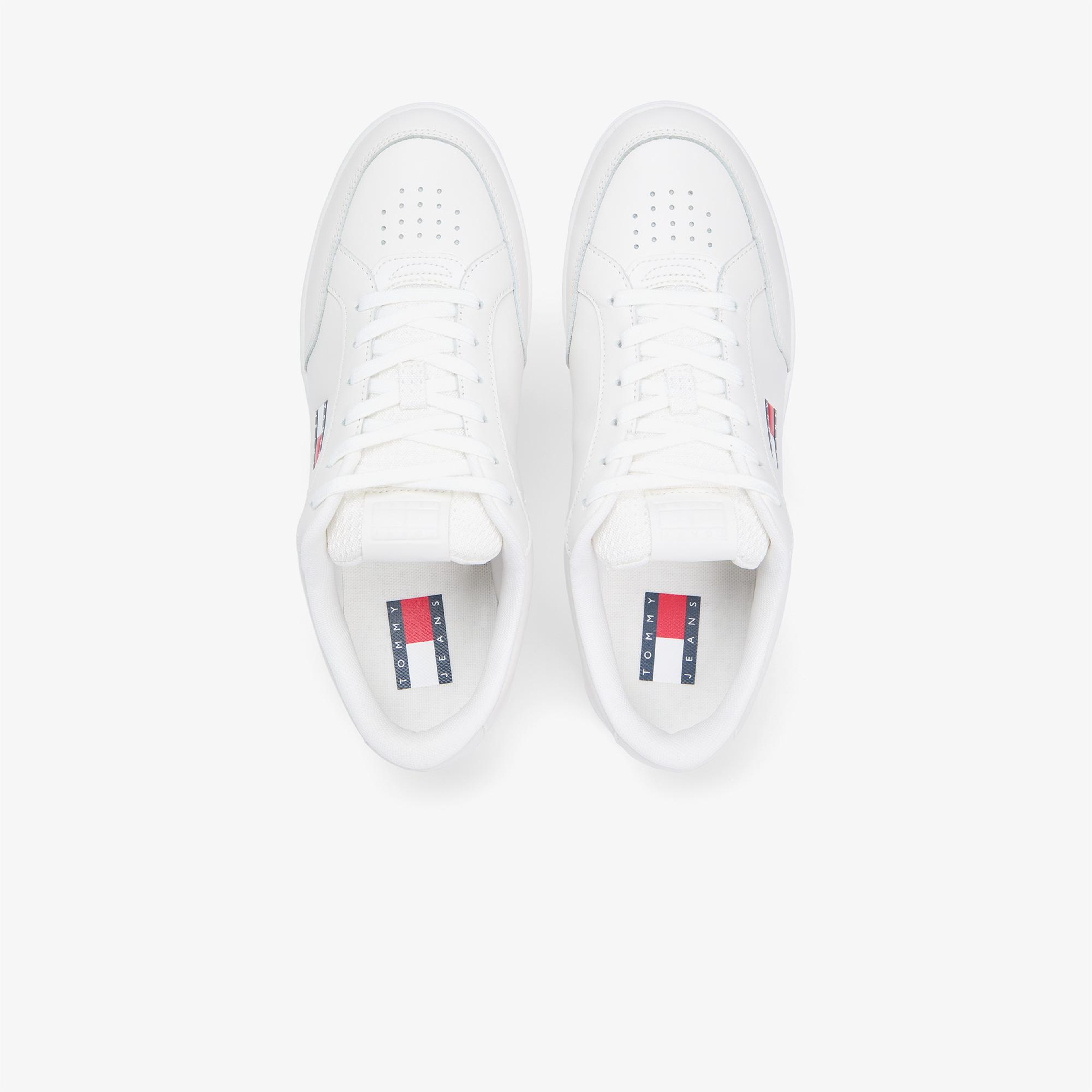 Tommy Hilfiger Jeans Cupsole Long Lace Leather Erkek Beyaz Spor Ayakkabı & Sneaker