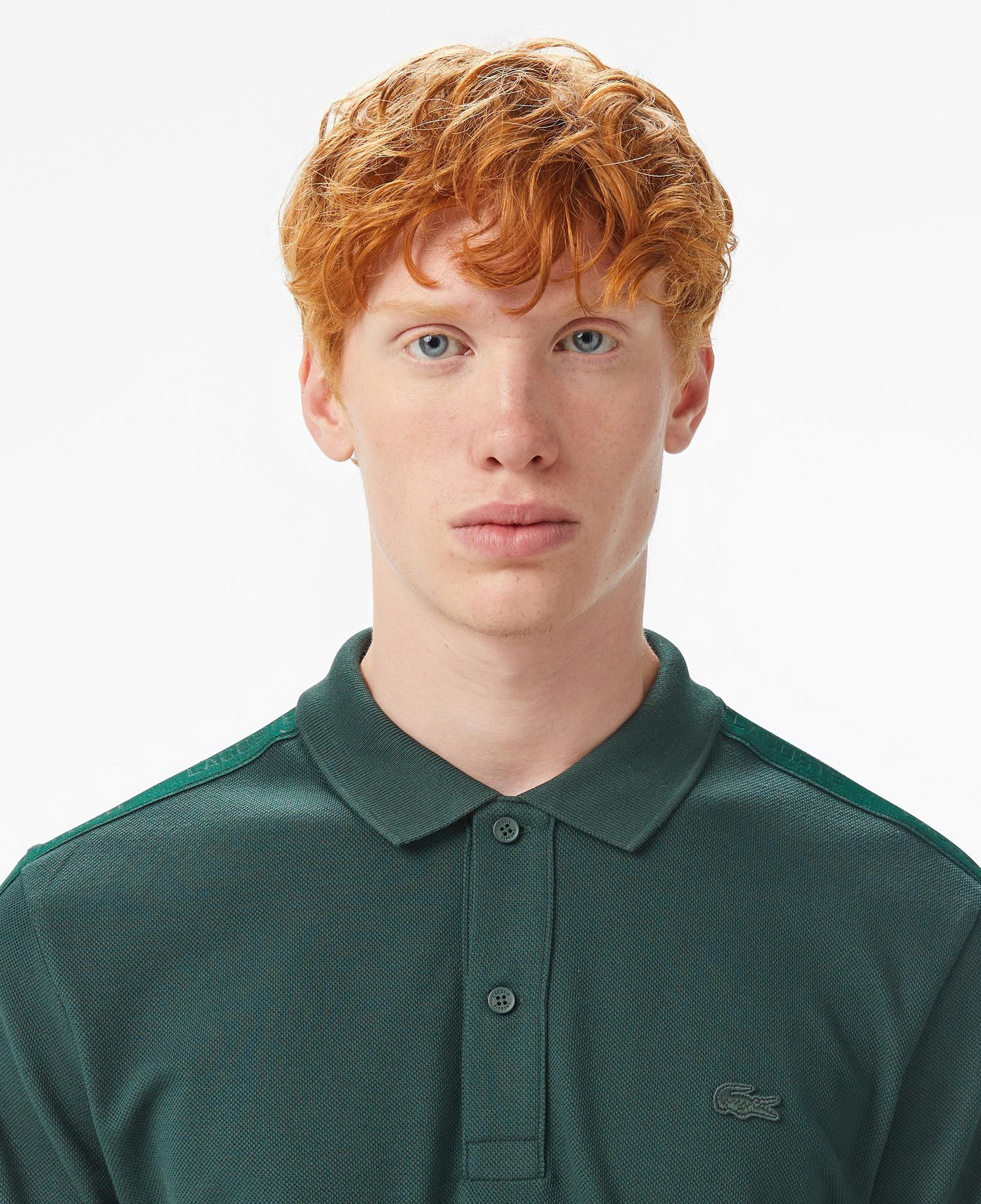 Erkek Regular Fit Uzun Kollu Koyu Yeşil Polo