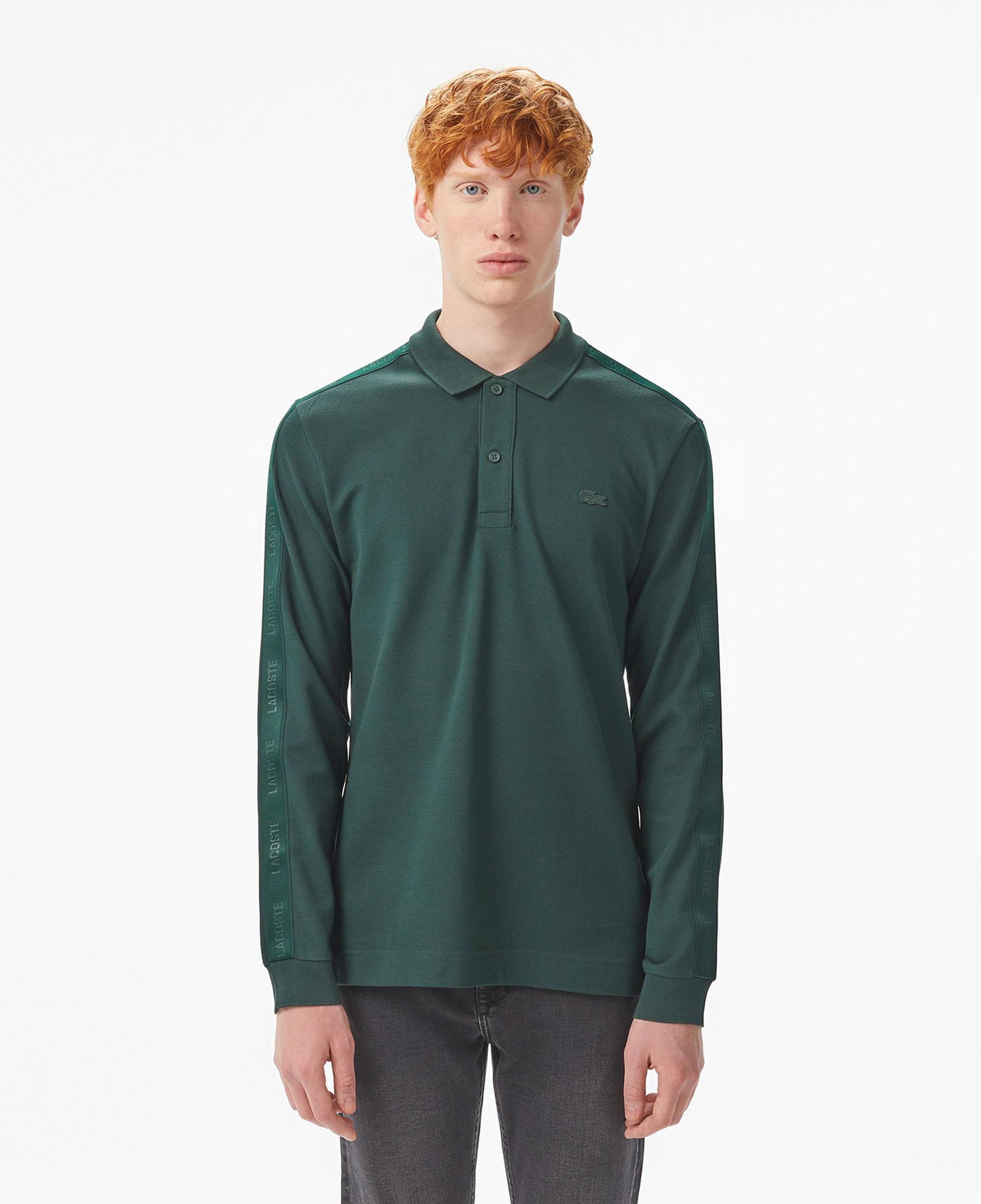 Erkek Regular Fit Uzun Kollu Koyu Yeşil Polo