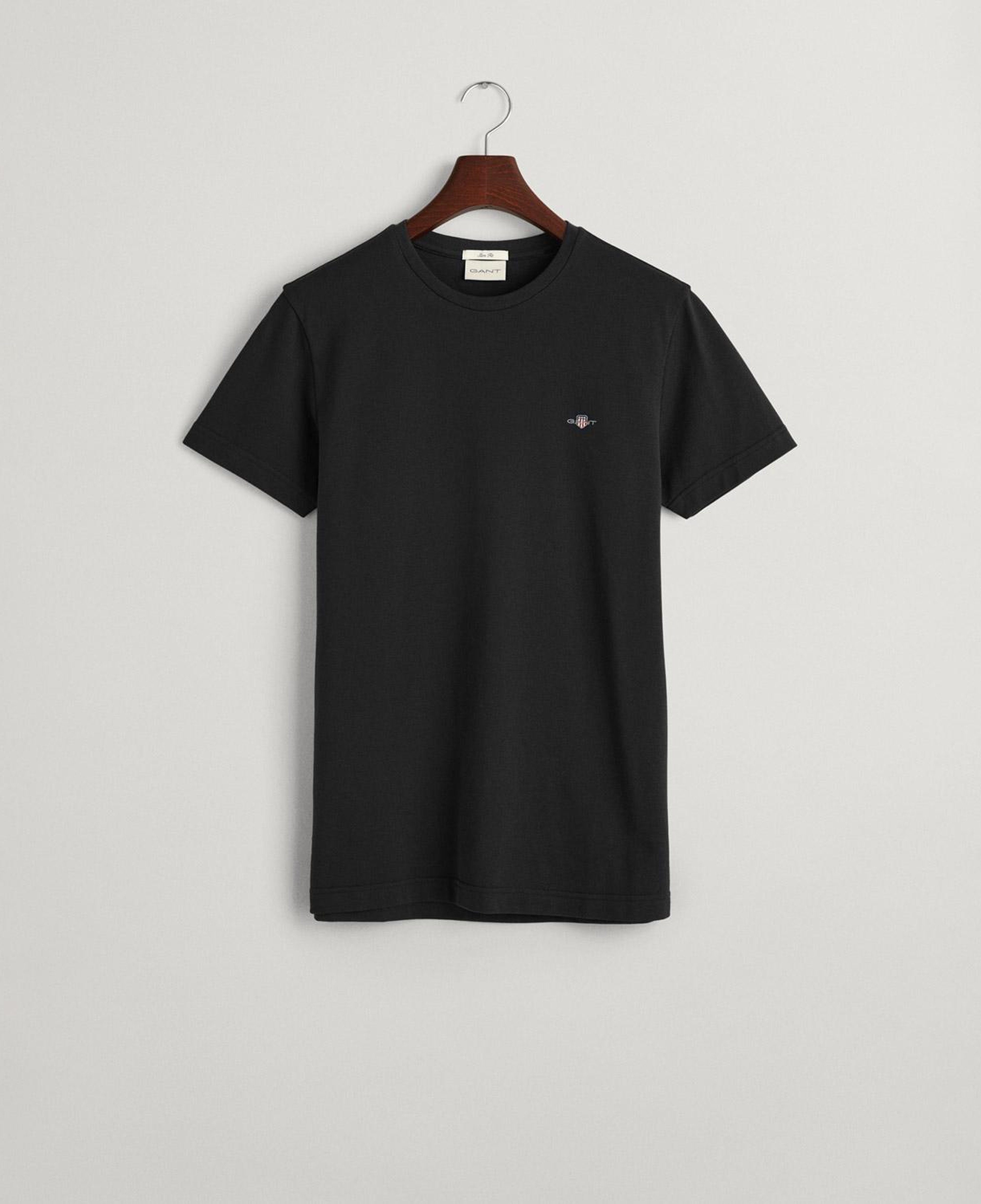 GANT Erkek Siyah Slim Fit Bisiklet Yaka T-Shirt