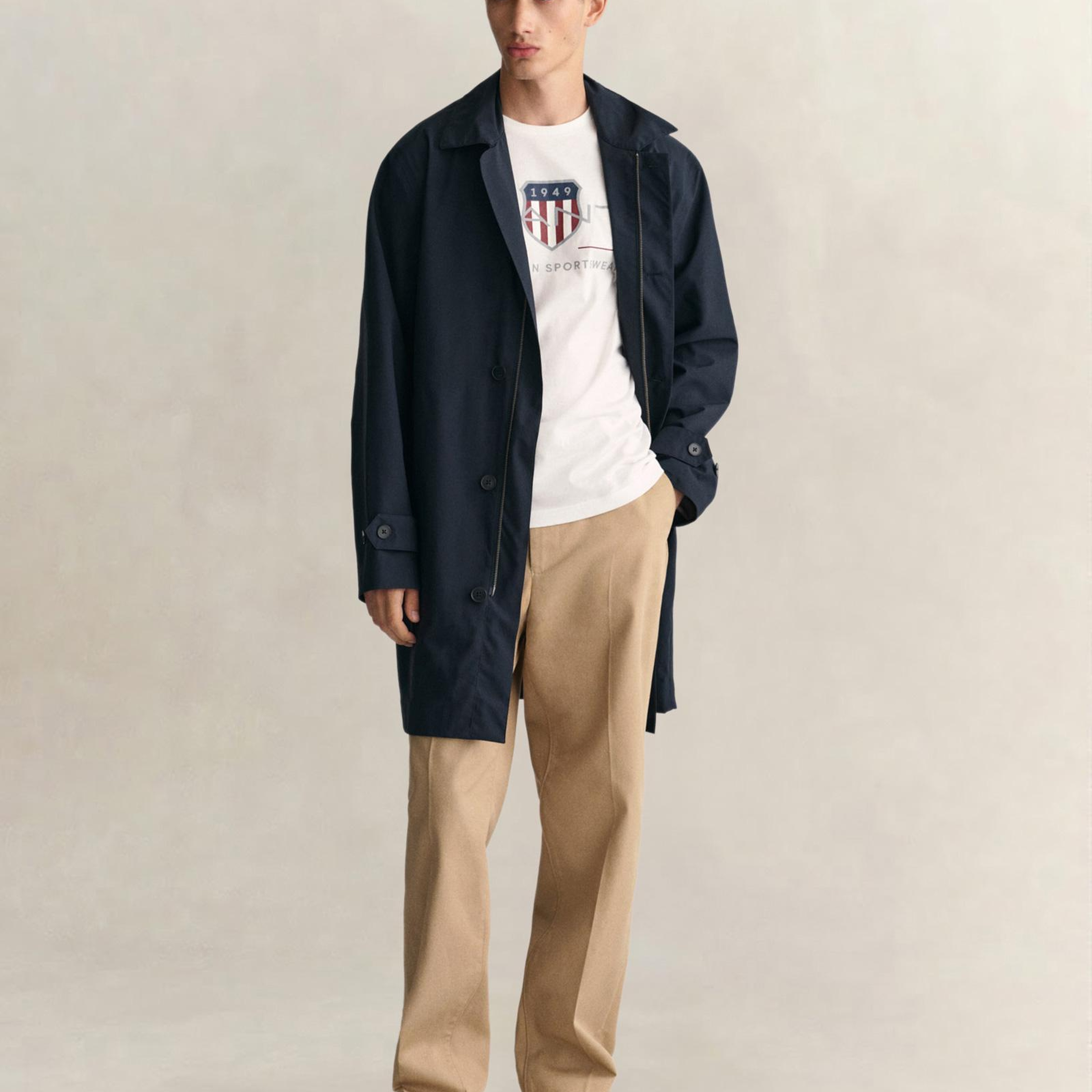 GANT Erkek Beyaz Regular Fit Bisiklet Yaka Logolu T-Shirt
