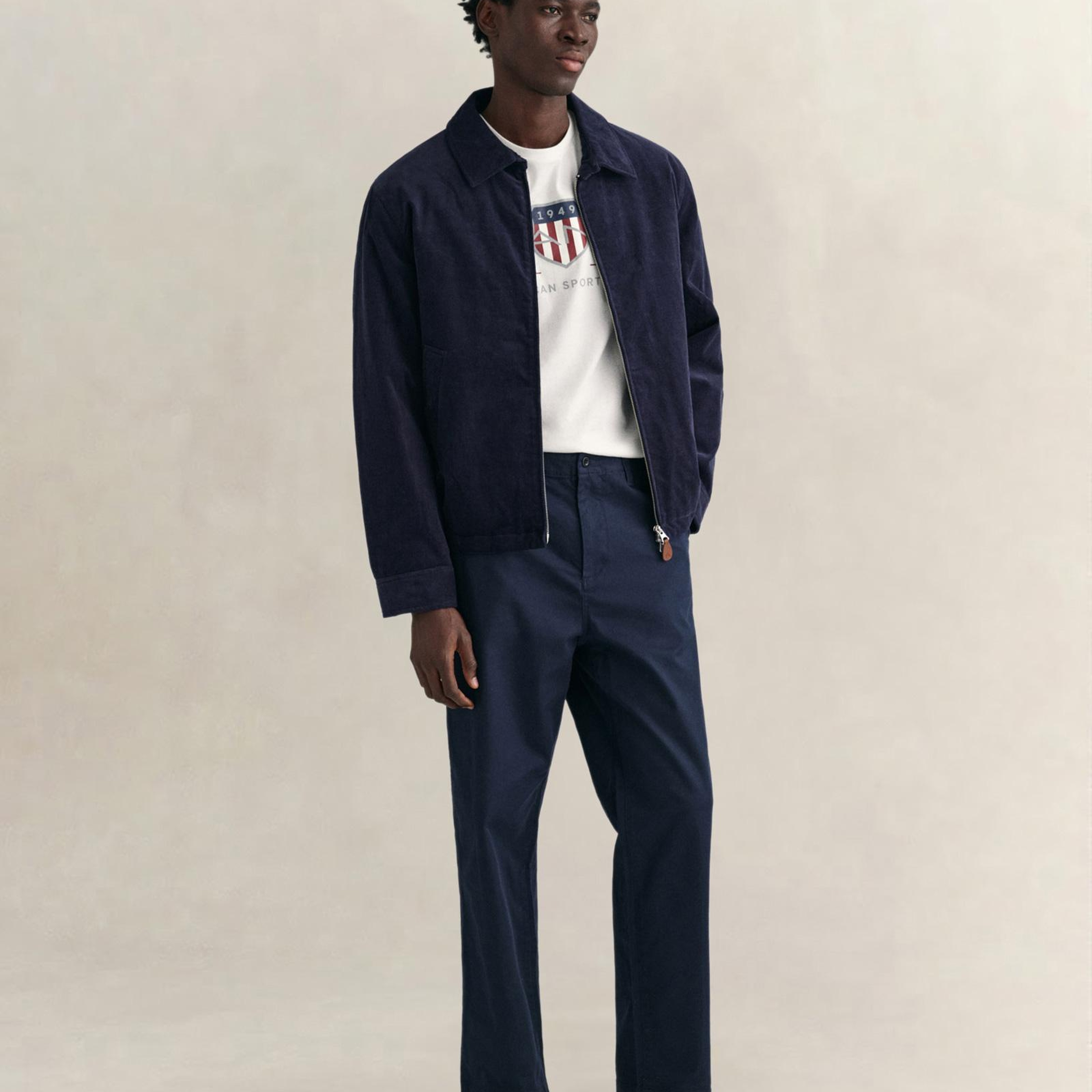 GANT Erkek Beyaz Regular Fit Bisiklet Yaka Logolu T-Shirt