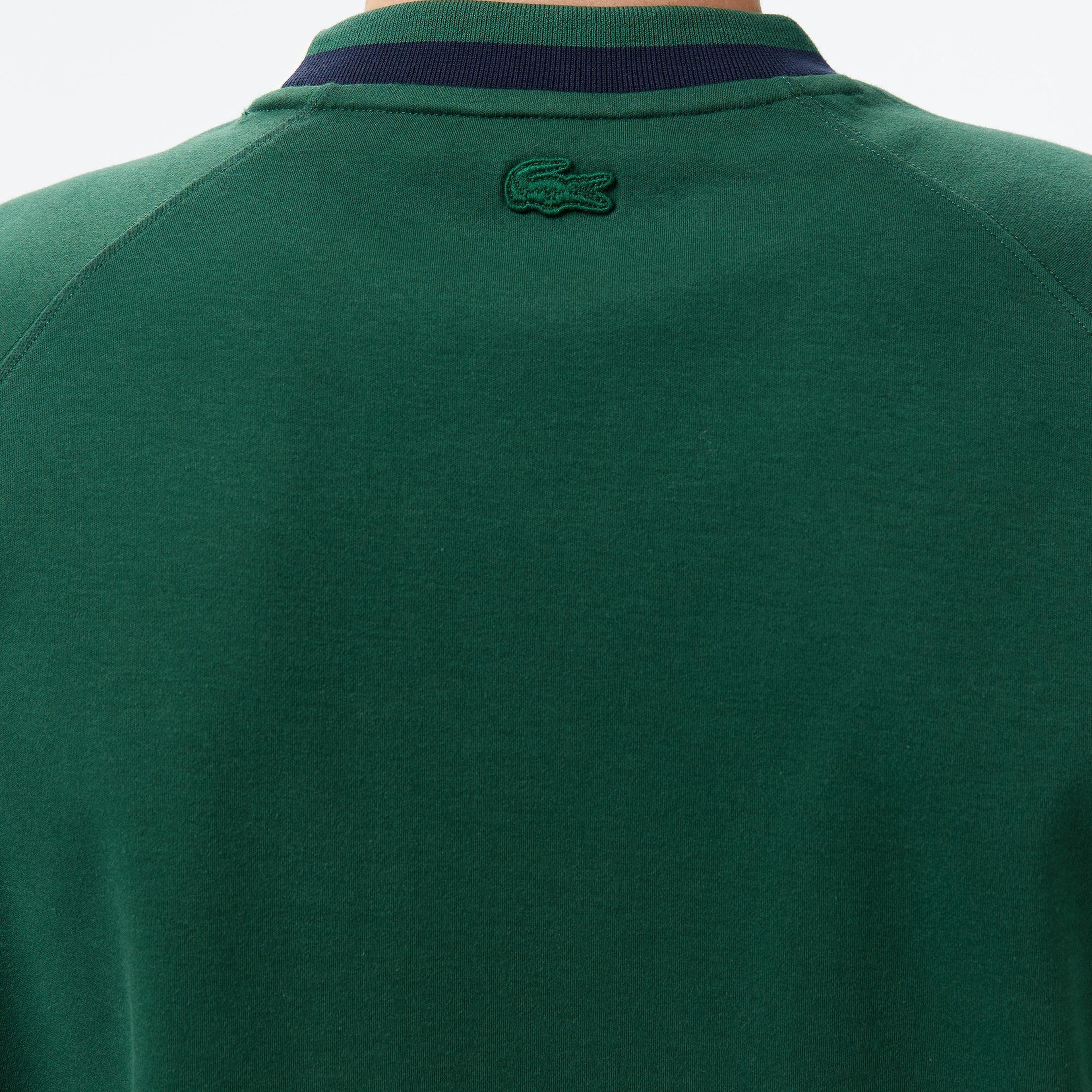 Erkek Bisiklet Yaka Koyu Yeşil Cepli Modal Karışımlı T-Shirt