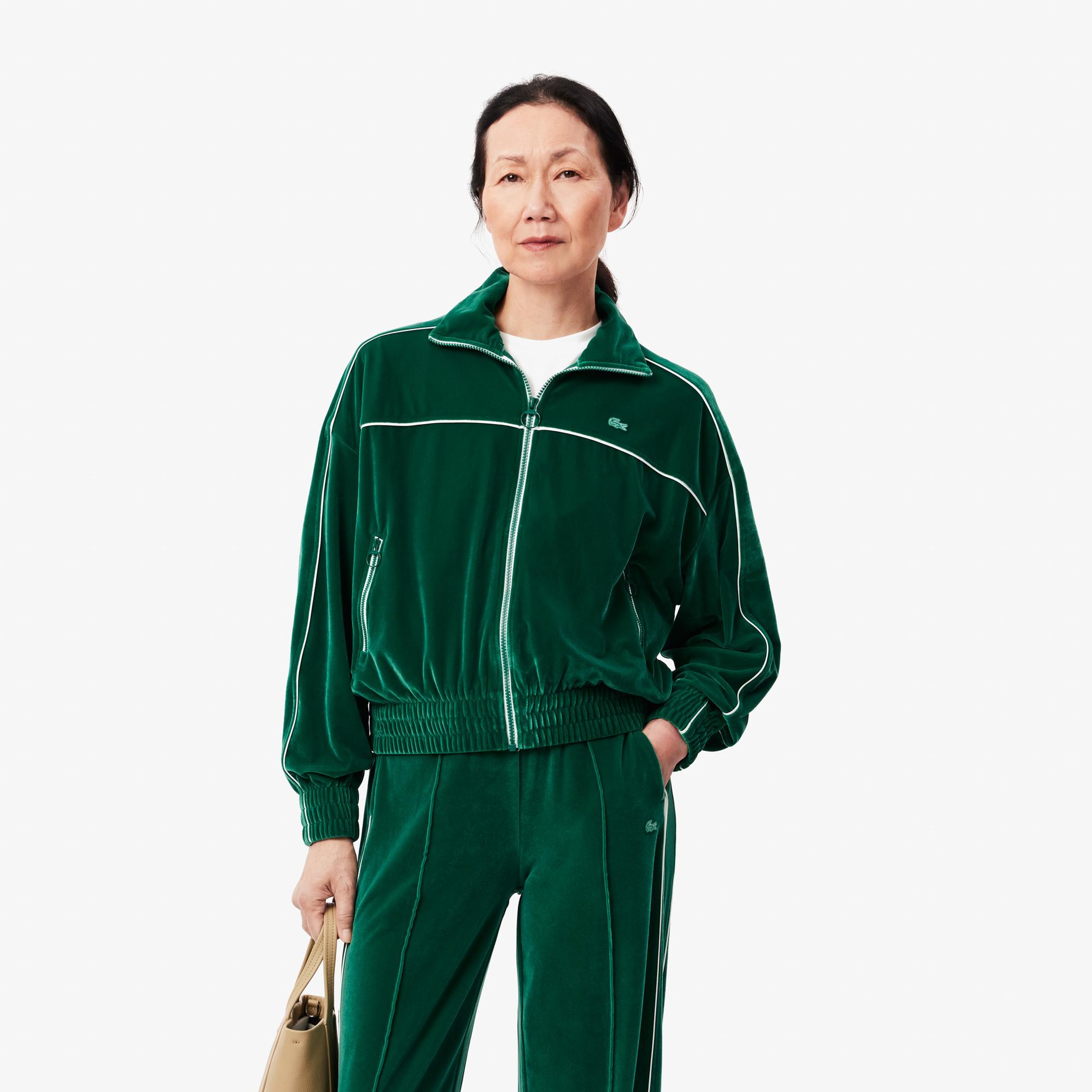 Kadın Oversize Fit Bisiklet Yaka Koyu Yeşil Sweatshirt