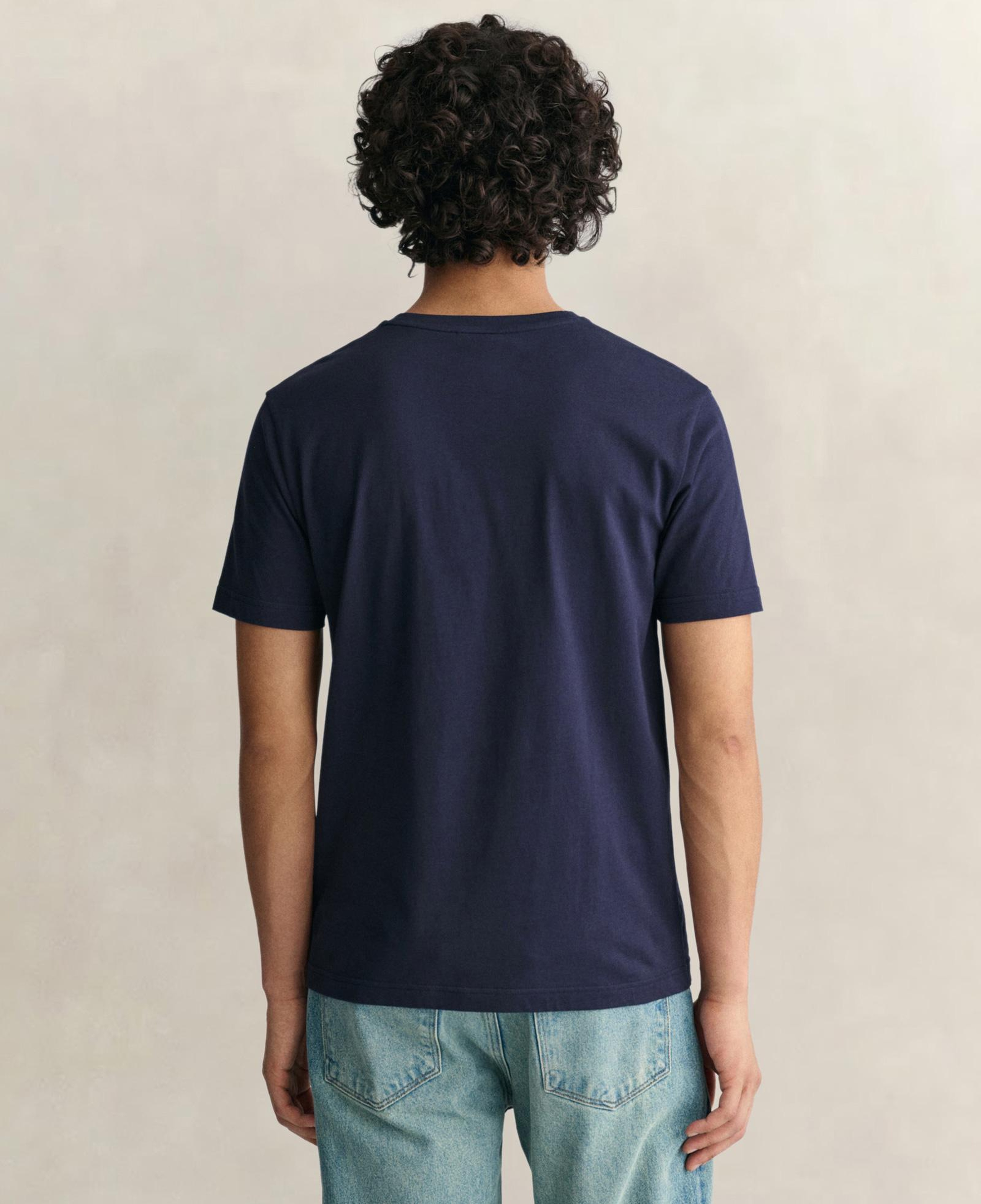 GANT Erkek Lacivert Regular Fit Bisiklet Yaka Logolu T-Shirt