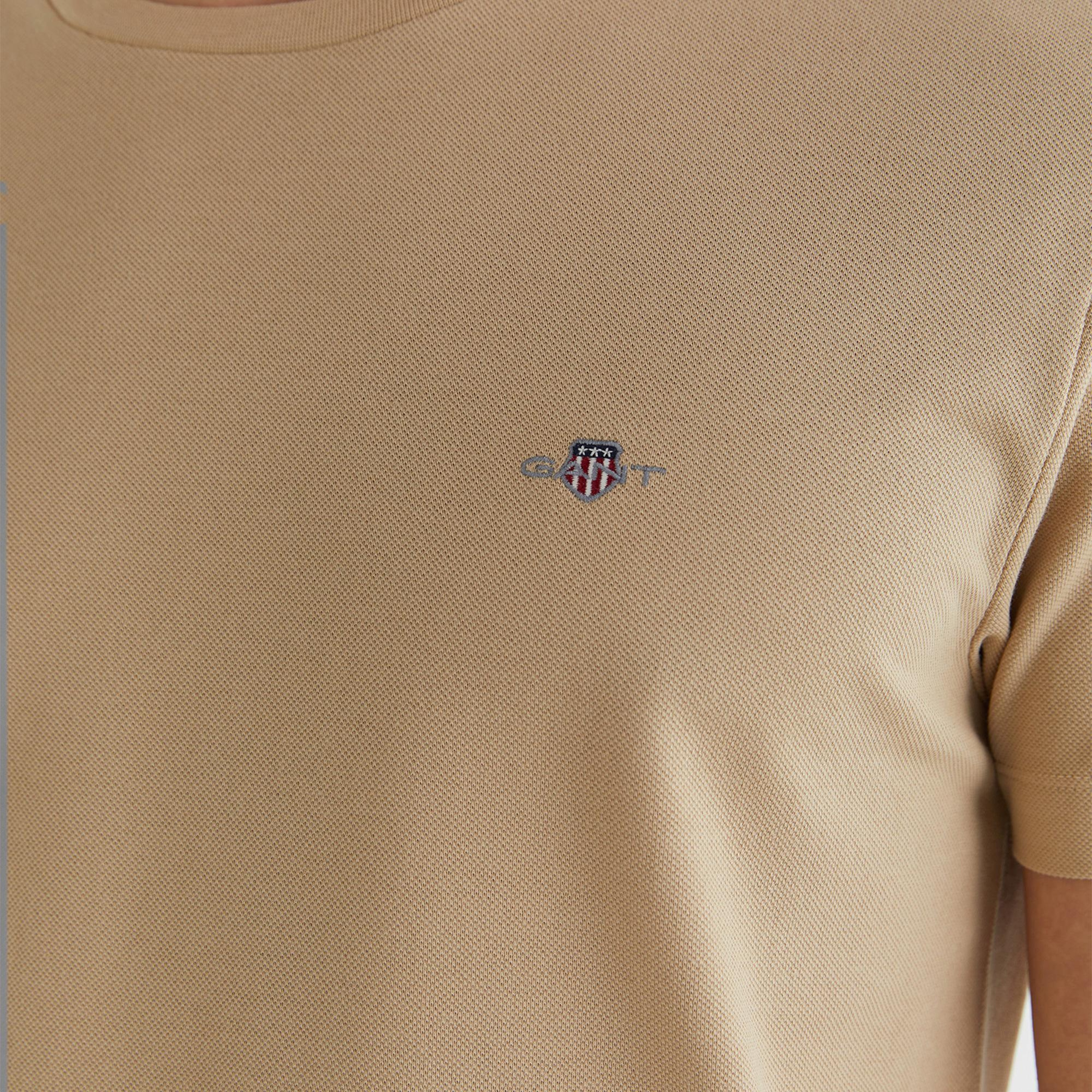 GANT Erkek Bej Slim Fit Bisiklet Yaka T-Shirt