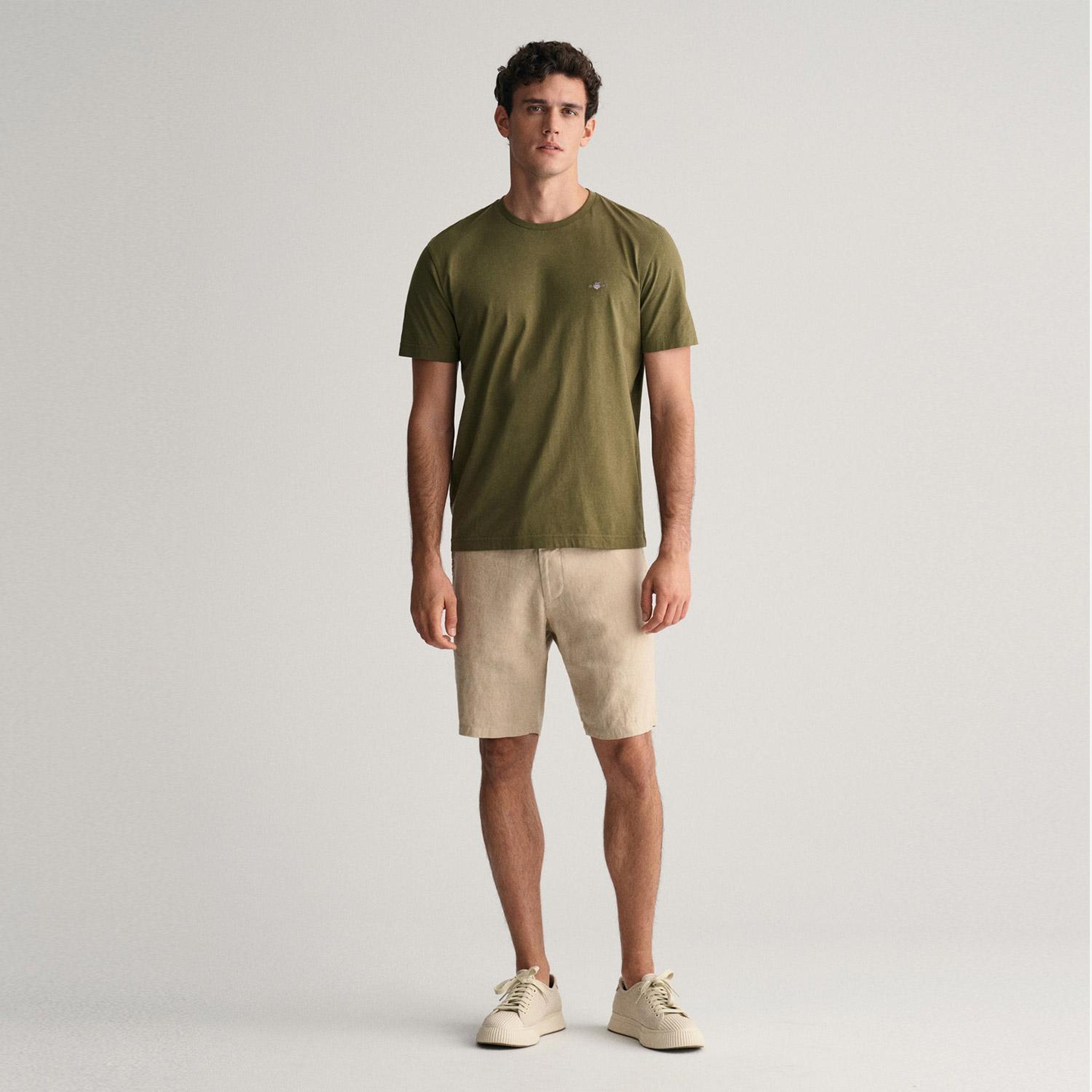 GANT Erkek Yeşil Regular Fit Bisiklet Yaka T-Shirt