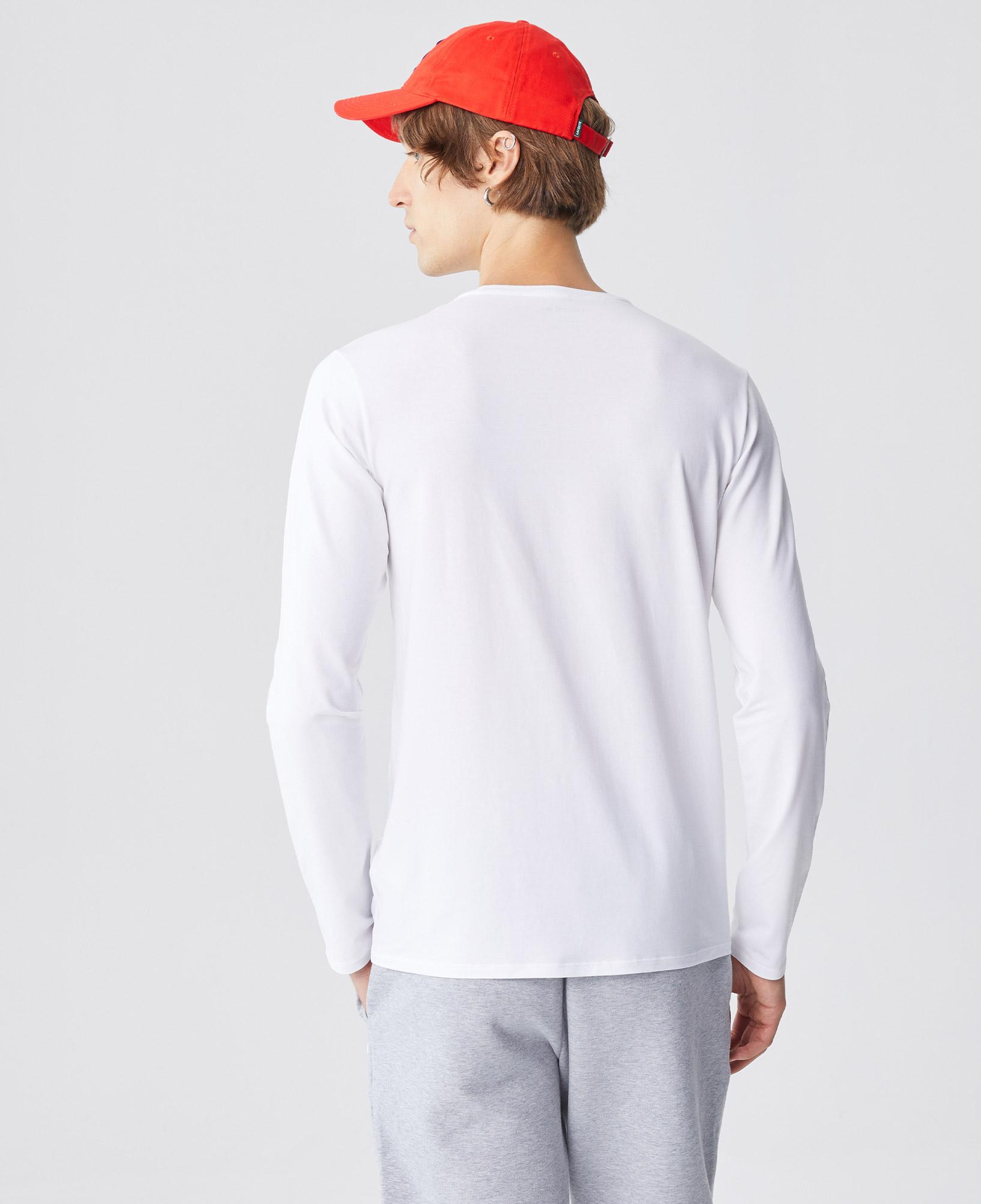 Erkek Slim Fit Uzun Kollu Bisiklet Yaka Beyaz T-Shirt