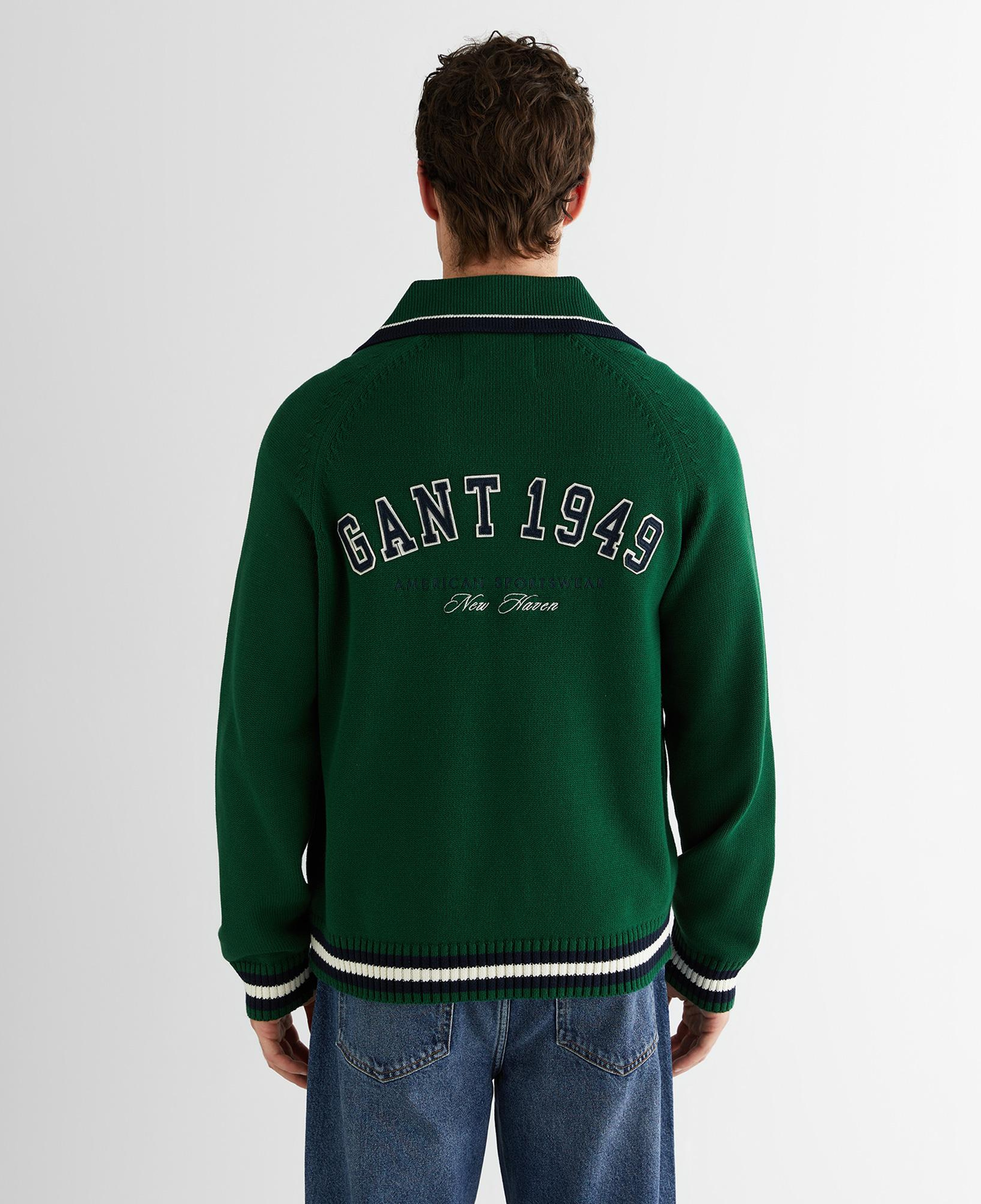 GANT Erkek Yeşil Relaxed Fit Fermuarlı Hırka
