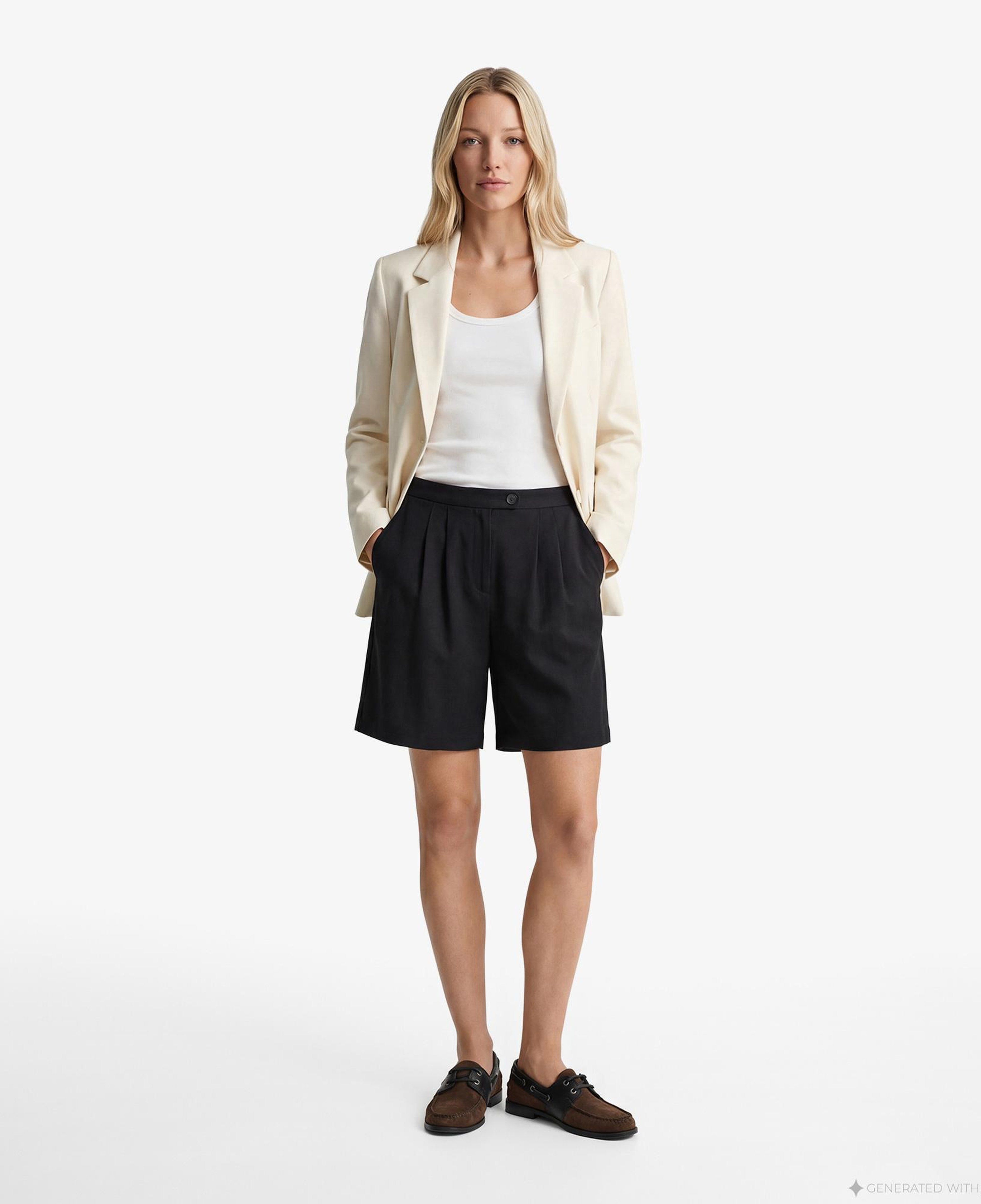GANT Kadın Siyah Relaxed Fit Keten Şort